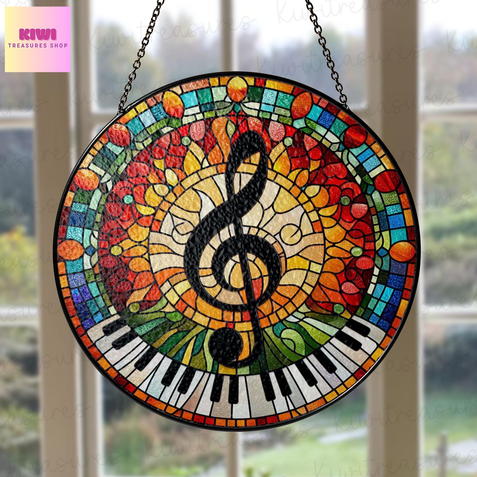 Piano Keyboard GLASS Suncatcher Hanging Pianist gift Window hanging Suncatcher ornament gift for musical Teacher home decoration