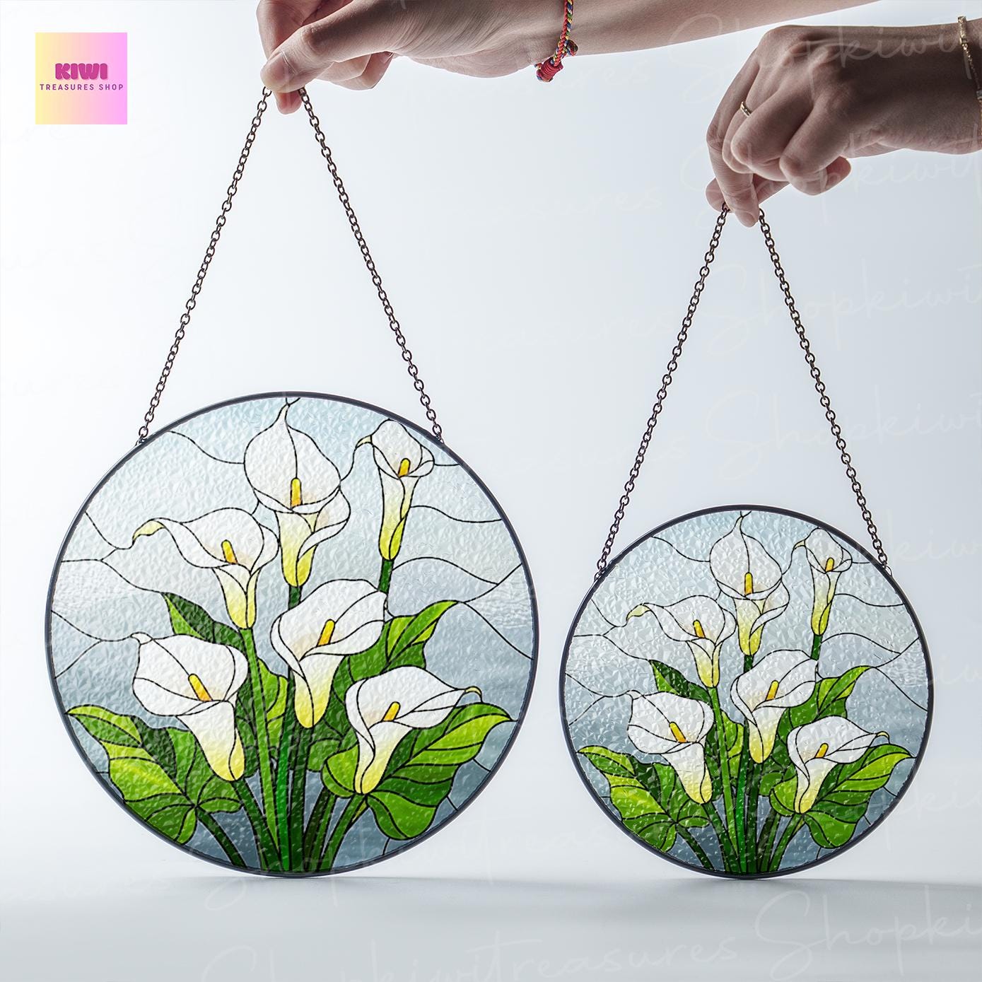 Birth Flower GLASS Suncatcher, White Calla Lily Flower Suncatcher, Calla Lily Lover Decor, Flower Lover Gift,Mother's Day Decor,Gift For Mom