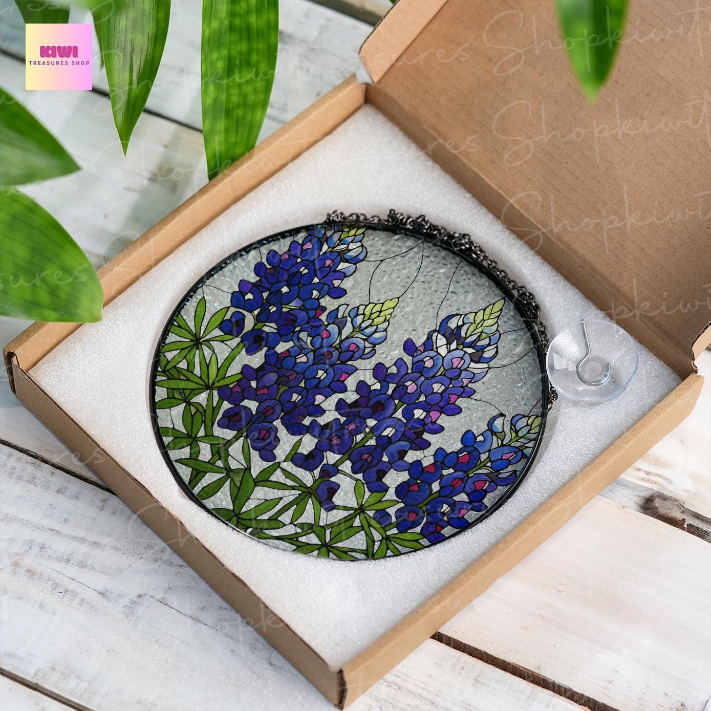 Birth Flower GLASS Suncatcher, Texas Bluebonnet  Suncatcher, Texas Bluebonnet Lover Decor, Flower Lover Gift, Mother's Day , Gift For Mom