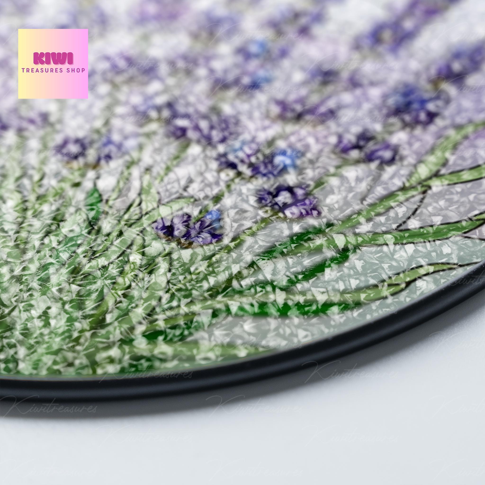 Birth Flower GLASS Suncatcher, Lavender Suncatcher, Lavender Lover Decor, Flower Lover Gift, Mother's Day, Gift For Mom, Bday Gift