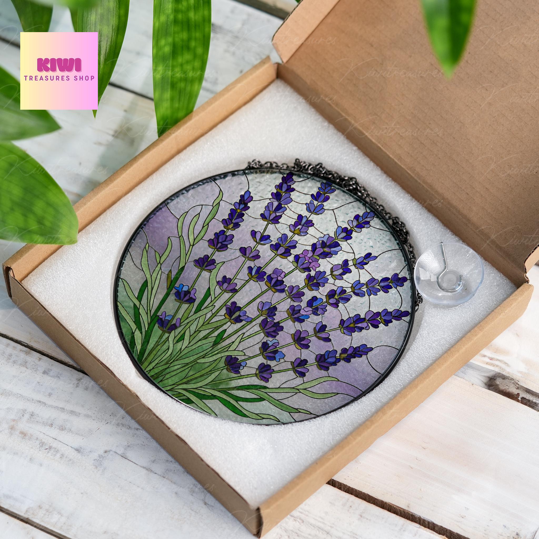 Birth Flower GLASS Suncatcher, Lavender Suncatcher, Lavender Lover Decor, Flower Lover Gift, Mother's Day, Gift For Mom, Bday Gift