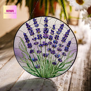 Birth Flower GLASS Suncatcher, Lavender Suncatcher, Lavender Lover Decor, Flower Lover Gift, Mother's Day, Gift For Mom, Bday Gift