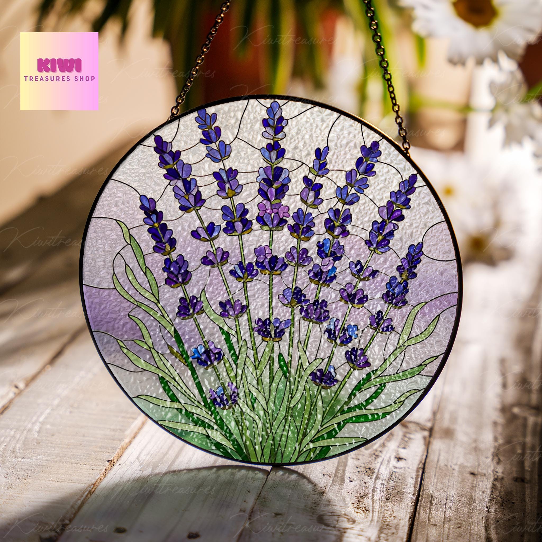 Birth Flower GLASS Suncatcher, Lavender Suncatcher, Lavender Lover Decor, Flower Lover Gift, Mother's Day, Gift For Mom, Bday Gift