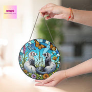 Ferret Couple GLASS Sun Catcher, Ferret Suncatcher Ornament, Gift for couple, Ferret Lover Gift, Valentines Decor, Nature Lover Gift