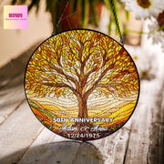 Personalized Tree of Life 50th Anniversary GLASS Hanging, Golden anniversary, Tree of life glass suncatcher, wedding anniverary gift
