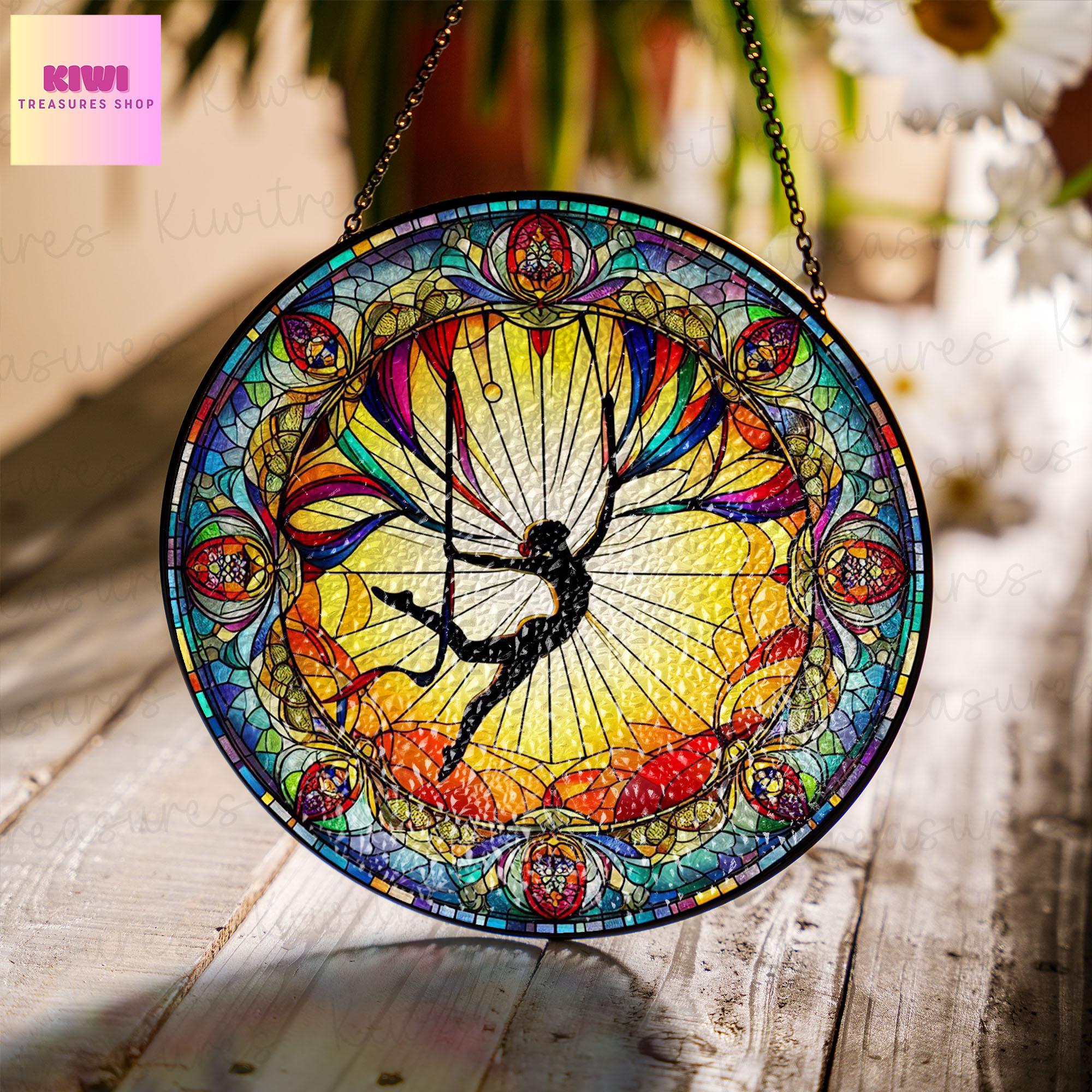 Aerial acrobatics Glass SunCatcher Window Hanging Aerial Dancer gift, Aerial acrobatics hanging window, Housewarming gift, Aerial teacher