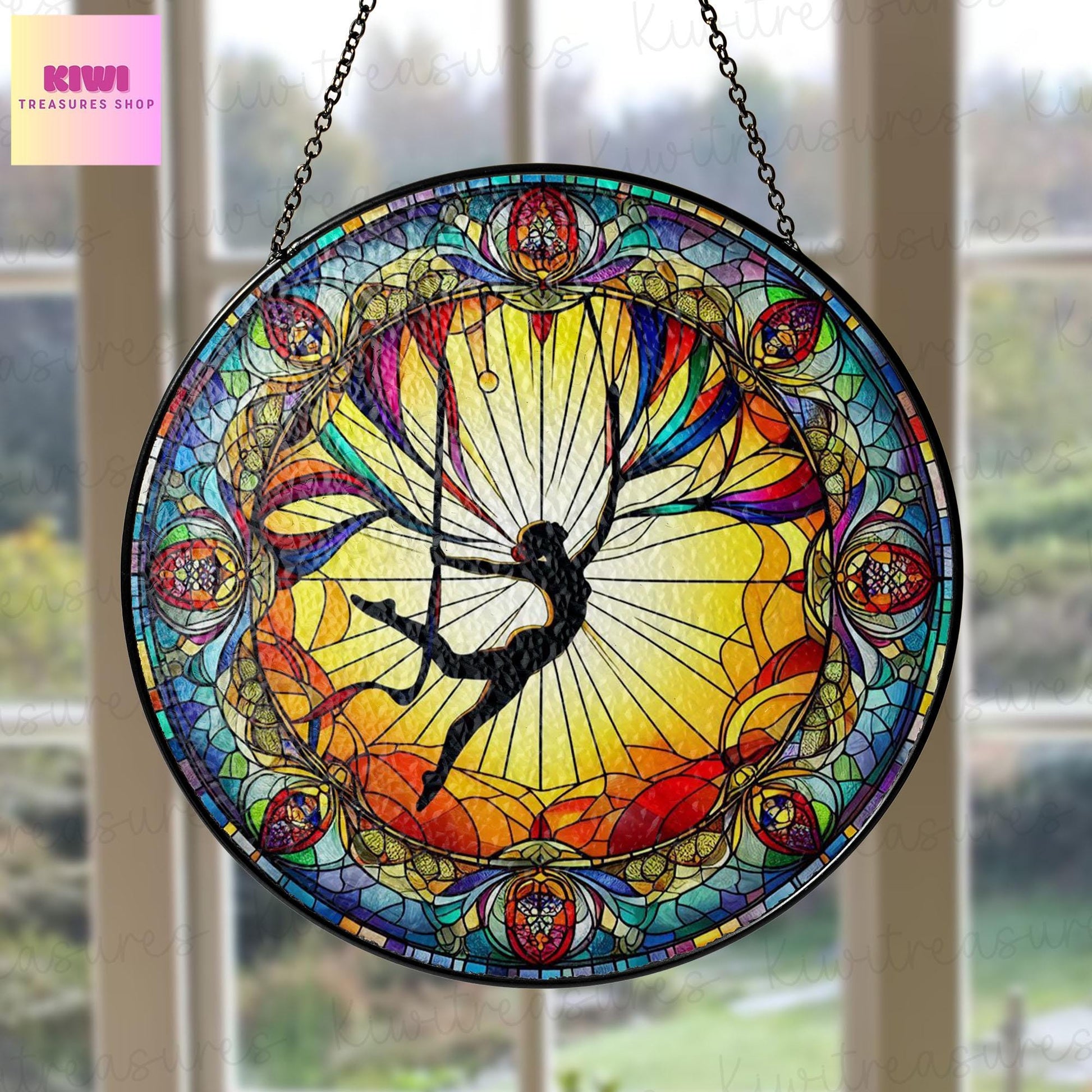 Aerial acrobatics Glass SunCatcher Window Hanging Aerial Dancer gift, Aerial acrobatics hanging window, Housewarming gift, Aerial teacher