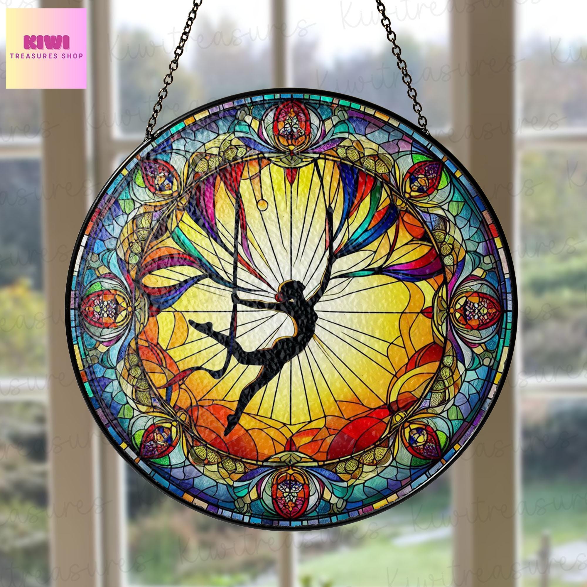 Aerial acrobatics Glass SunCatcher Window Hanging Aerial Dancer gift, Aerial acrobatics hanging window, Housewarming gift, Aerial teacher