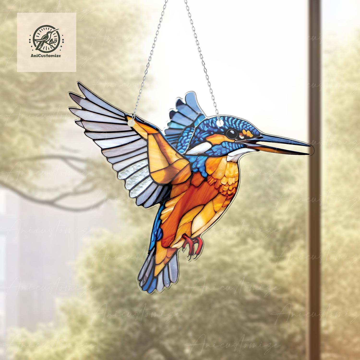 Charming Flying Kingfisher ACRYLIC Window Hanging, Kingfisher Lover Decor, Kingfisher Gift, Bird Window Hanging, Bird Gift, Bird Decor