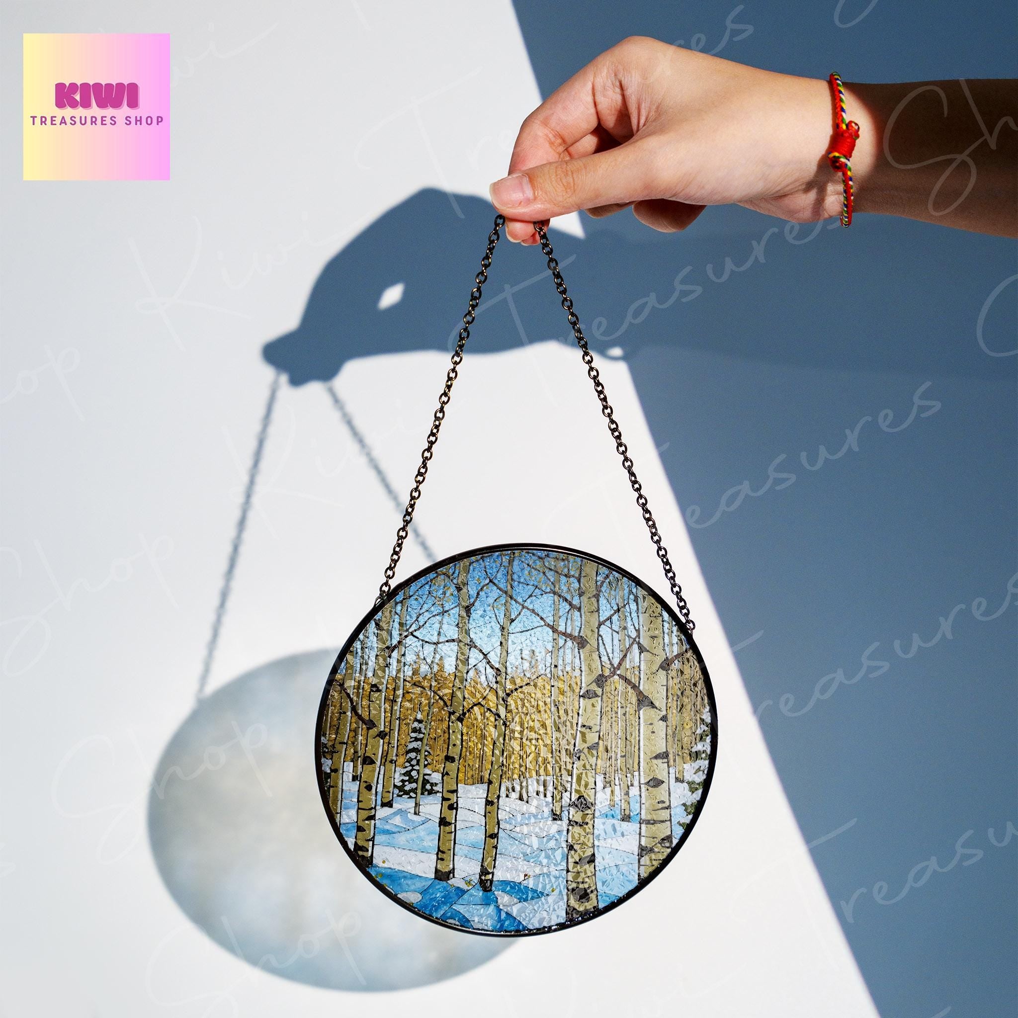 Winter Aspen Tree GLASS Suncatcher, Aspen Tree Forest Decor, Natural Lover Decor, Natural Gift, WInter home Decor, Winter Gift, Gift For Mom