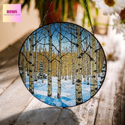 Winter Aspen Tree GLASS Suncatcher, Aspen Tree Forest Decor, Natural Lover Decor, Natural Gift, WInter home Decor, Winter Gift, Gift For Mom
