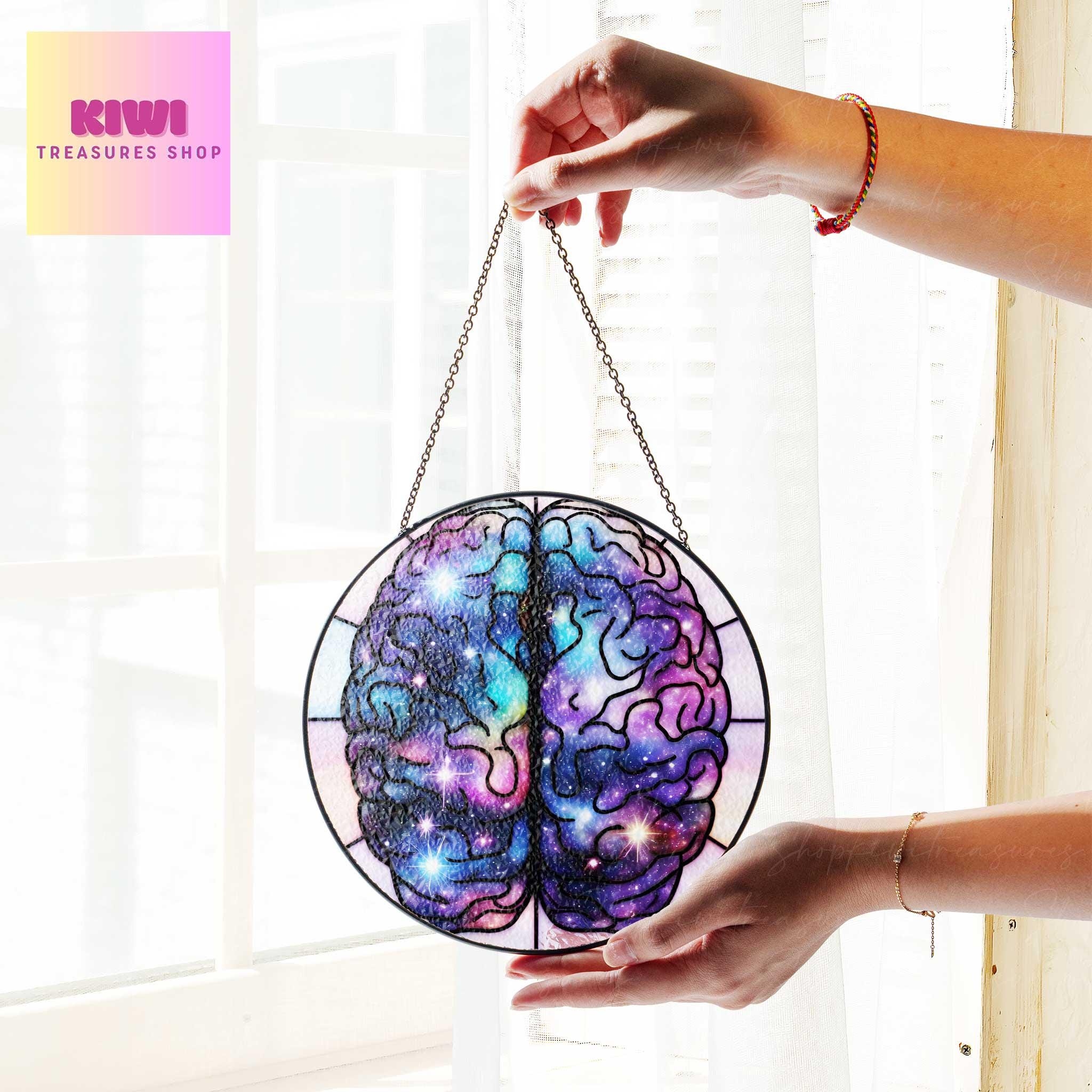 Anatomical brain Glass Suncatcher, Psycology Gift, perfect gift for medical student, science lover gift, gift for nurse, neuro science gift