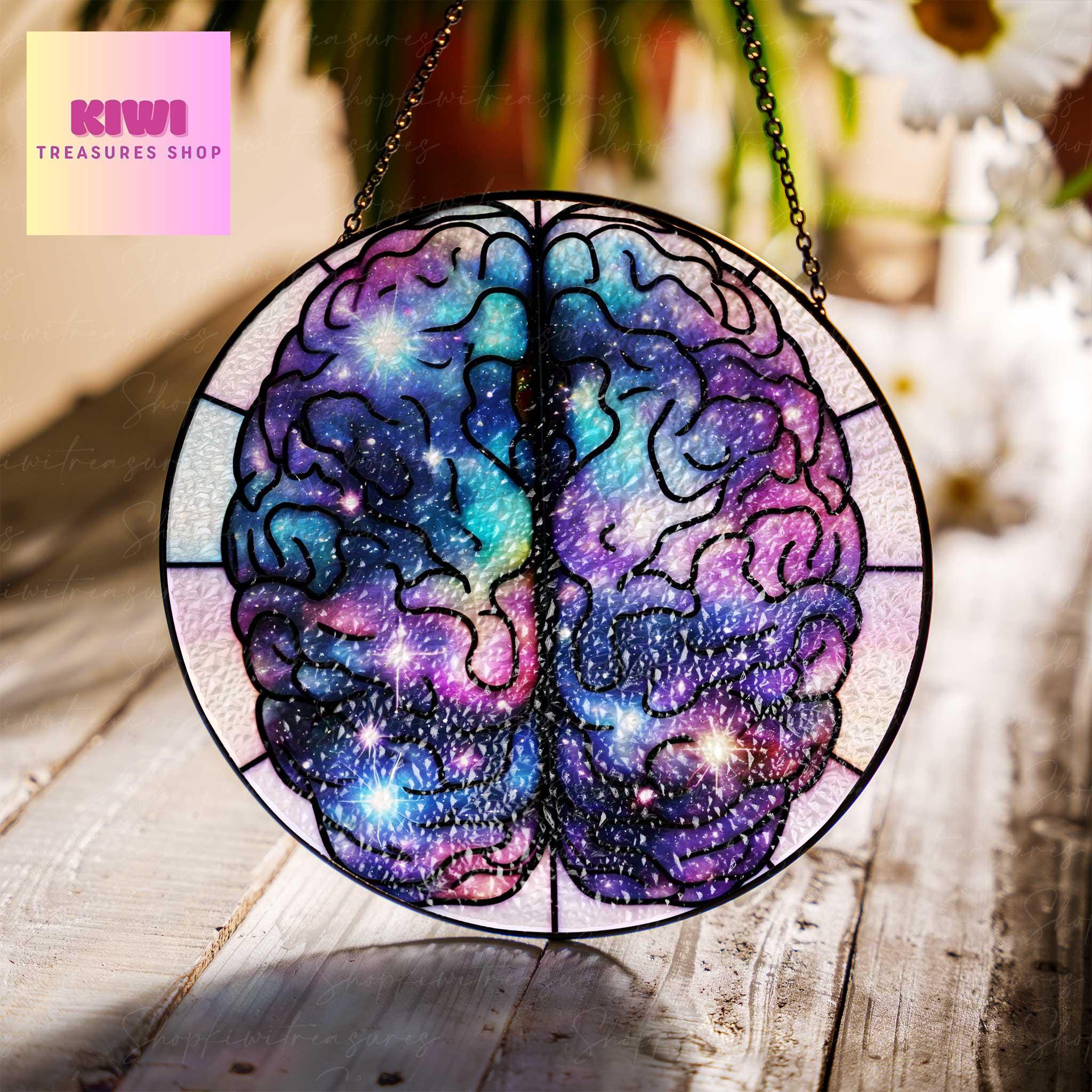 Anatomical brain Glass Suncatcher, Psycology Gift, perfect gift for medical student, science lover gift, gift for nurse, neuro science gift