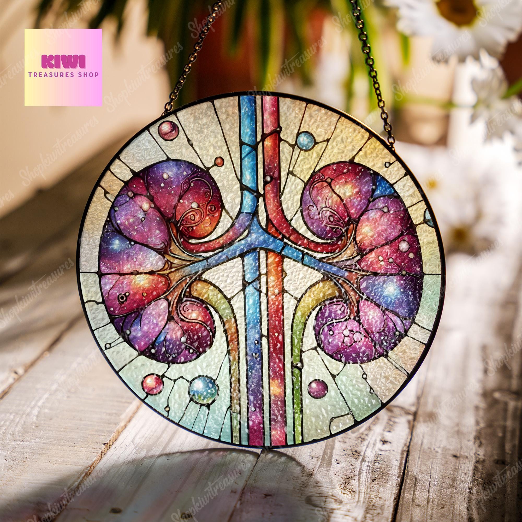 Anatomical kidneys Glass Suncatcher, perfect gift for Dialysis Nurse, Double Kidney ornament, Kidney Nurse, nurse crew gift