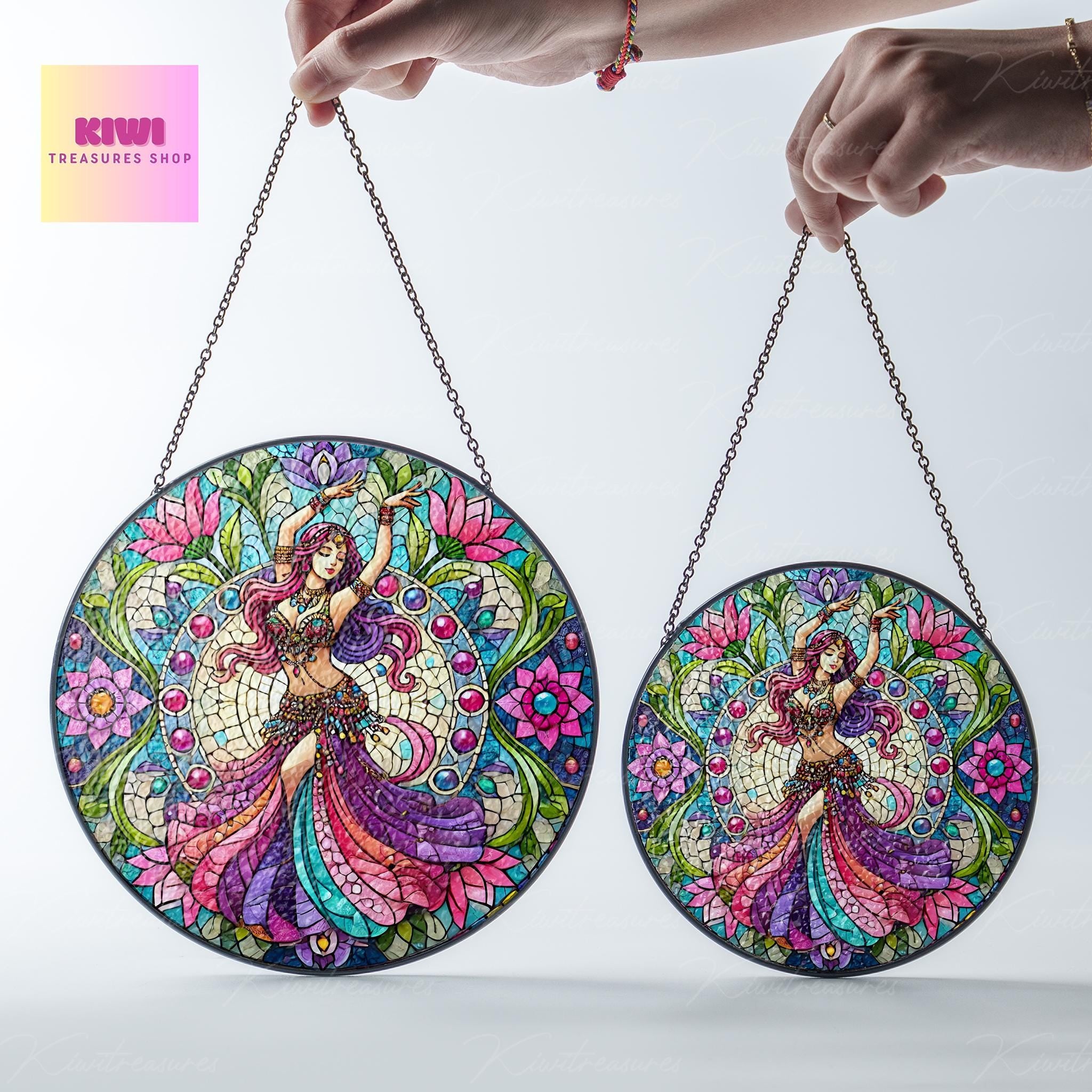 Bellydance Glass SunCatcher Window Hanging belly Dancer gift, BellyDance Home Decoration Gift for BellyDancer