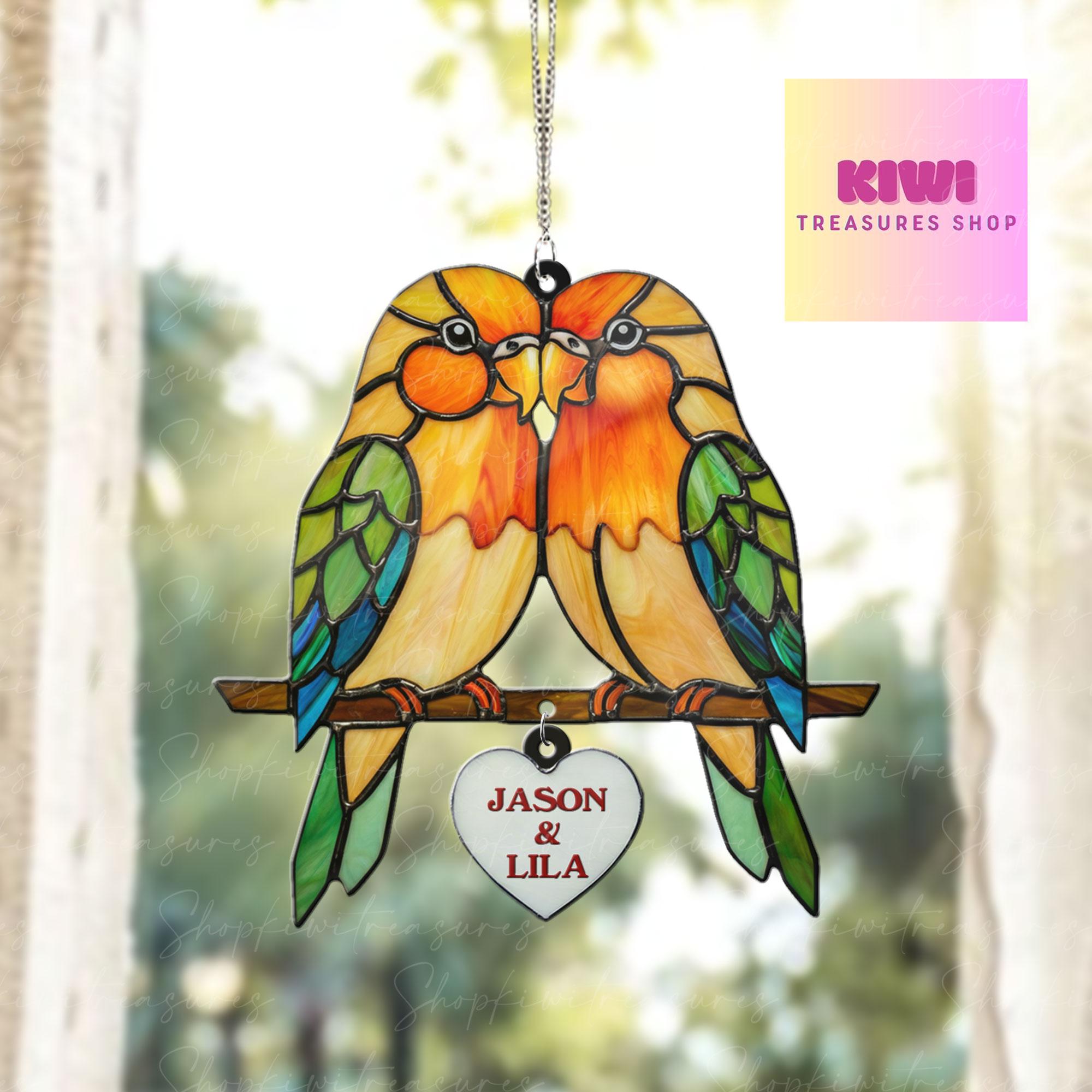 Personalized Lovebirds Couple Acrylic Hanging Sign, Custom Names Love Decor for Anniversary Gifts, Perfect Valentine's Day Surprise