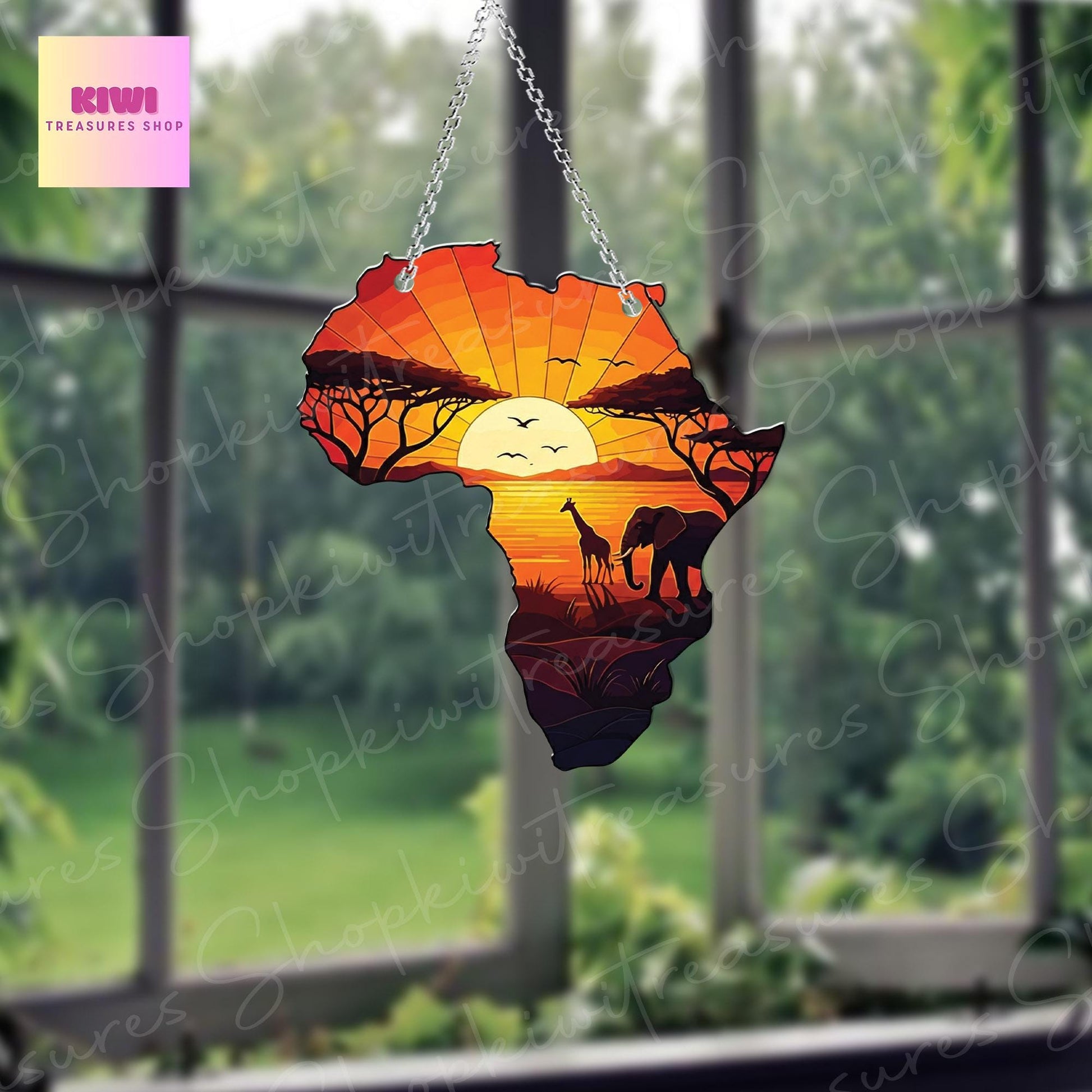 Africa Continent Shaped Acrylic Window Hanging, African Safari decor, African american ACRYLIC Window Sign, Black history month