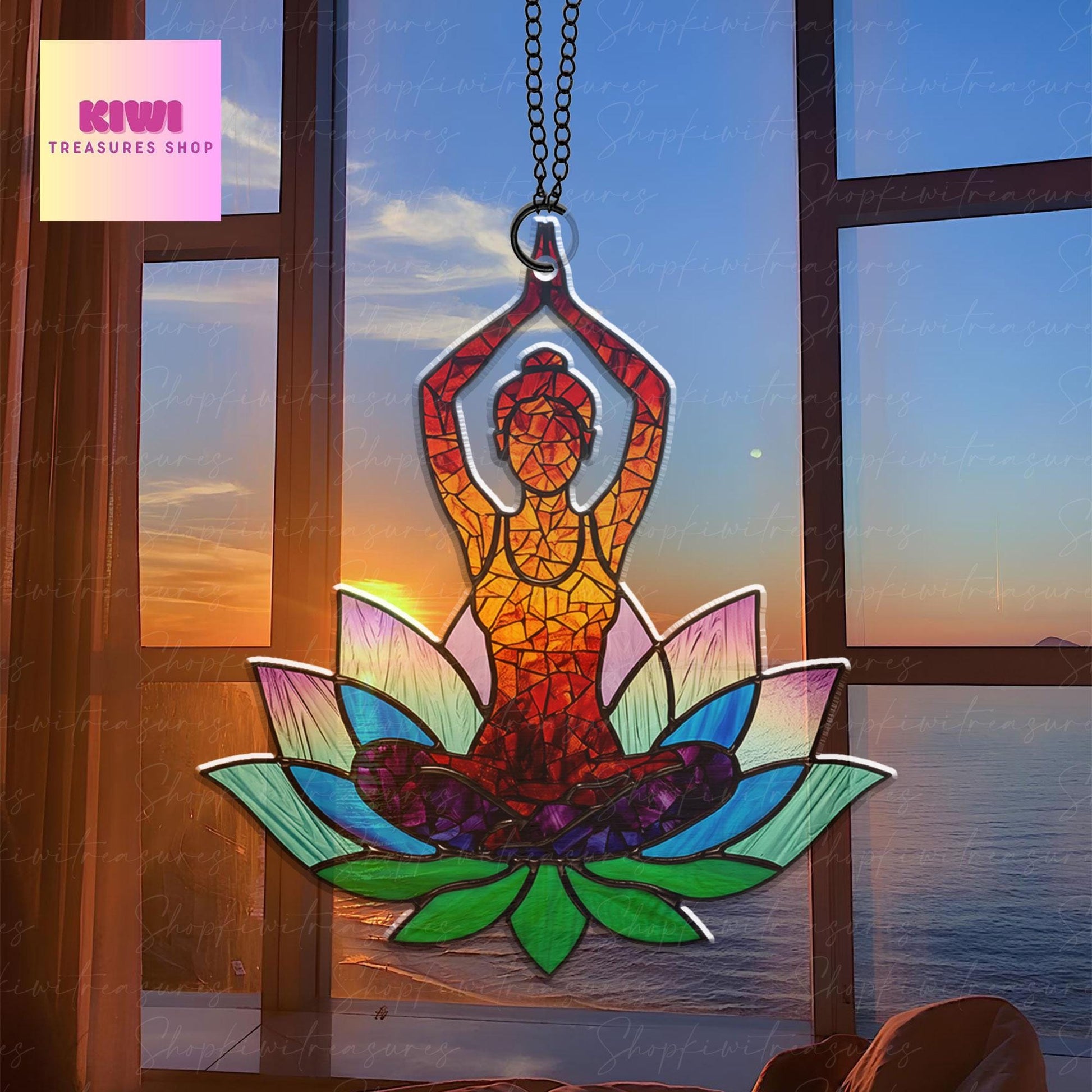 Yoga Pose Suncatcher acrylic Ornament, Namaste Yoga Suncatcher decor,  NOT glass, Yoga Teacher gift, Yoga lover idea gift, Home decor