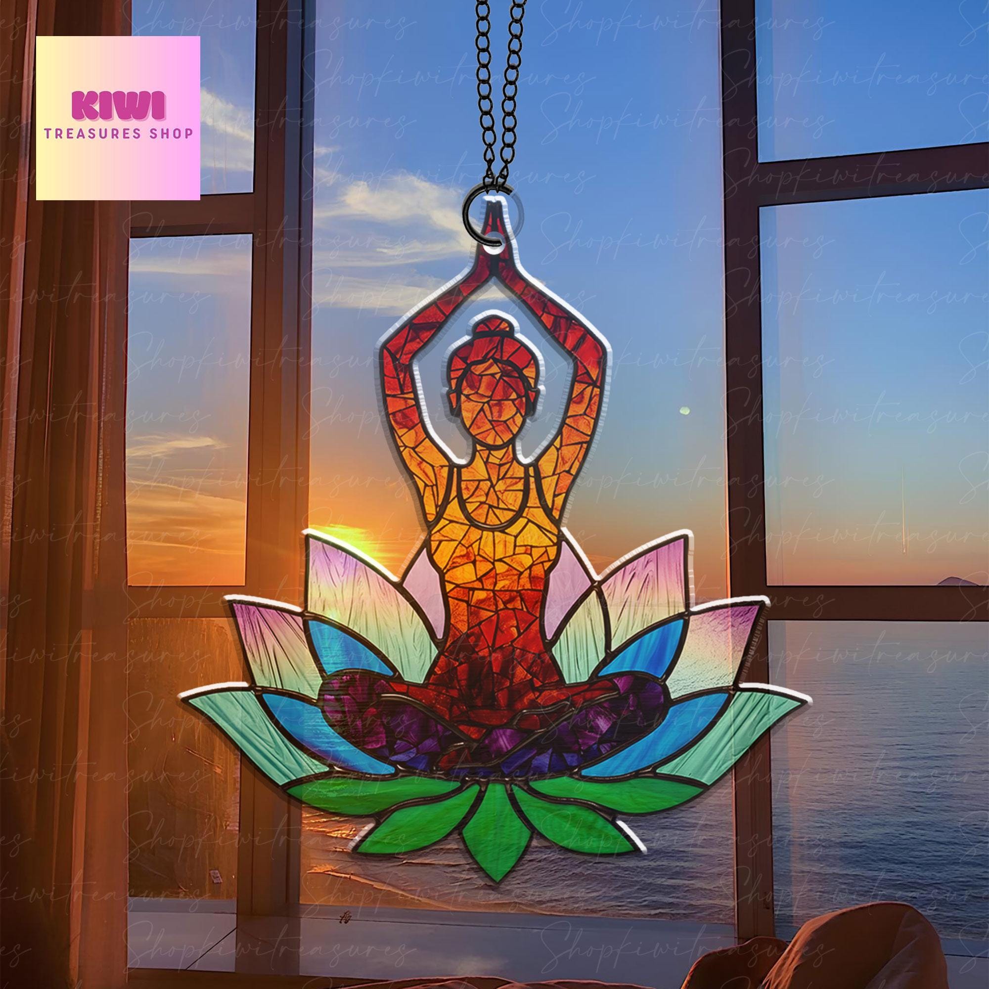 Yoga Pose Suncatcher acrylic Ornament, Namaste Yoga Suncatcher decor,  NOT glass, Yoga Teacher gift, Yoga lover idea gift, Home decor