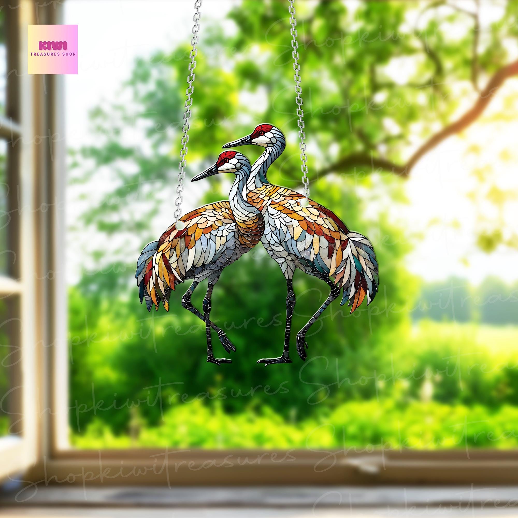 Sandhill crane couple Acrylic Window Hanging, Bird lovers gift, Bird watching gift, Not Suncatcher, sandhill crane, anniversary gift