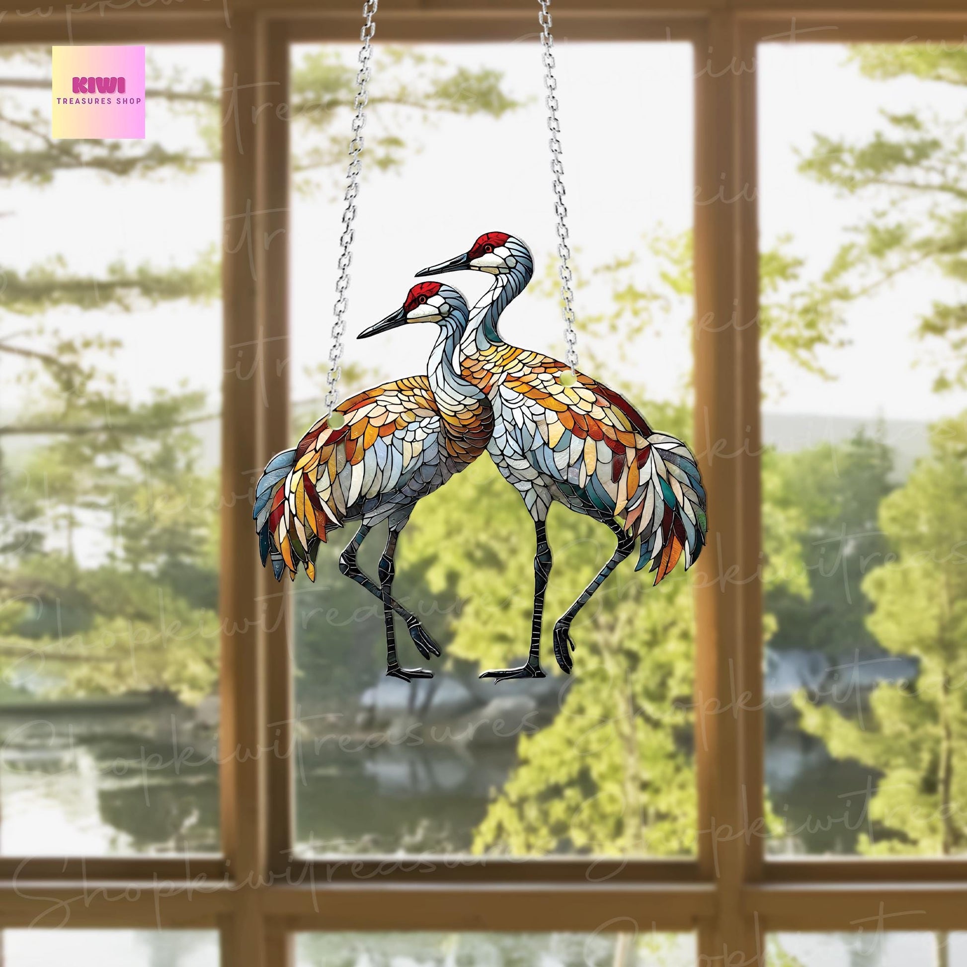 Sandhill crane couple Acrylic Window Hanging, Bird lovers gift, Bird watching gift, Not Suncatcher, sandhill crane, anniversary gift