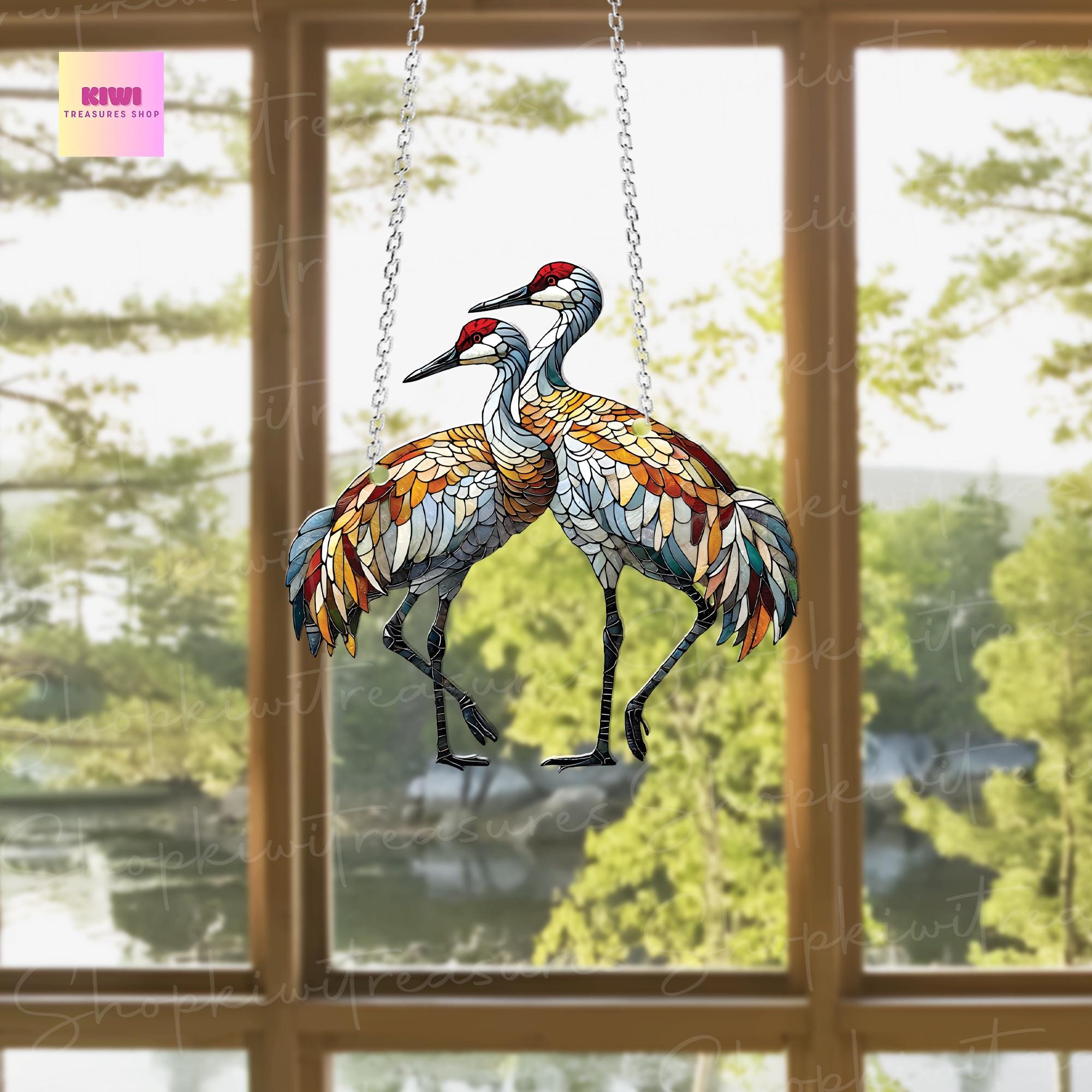 Sandhill crane couple Acrylic Window Hanging, Bird lovers gift, Bird watching gift, Not Suncatcher, sandhill crane, anniversary gift