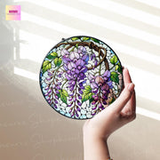 WIsteria GLASS Suncatcher Hanging, Grandma Mom Birthday gift , WIsteria field lover, WIsteria Flower suncatcher Mother's day gift set 2025