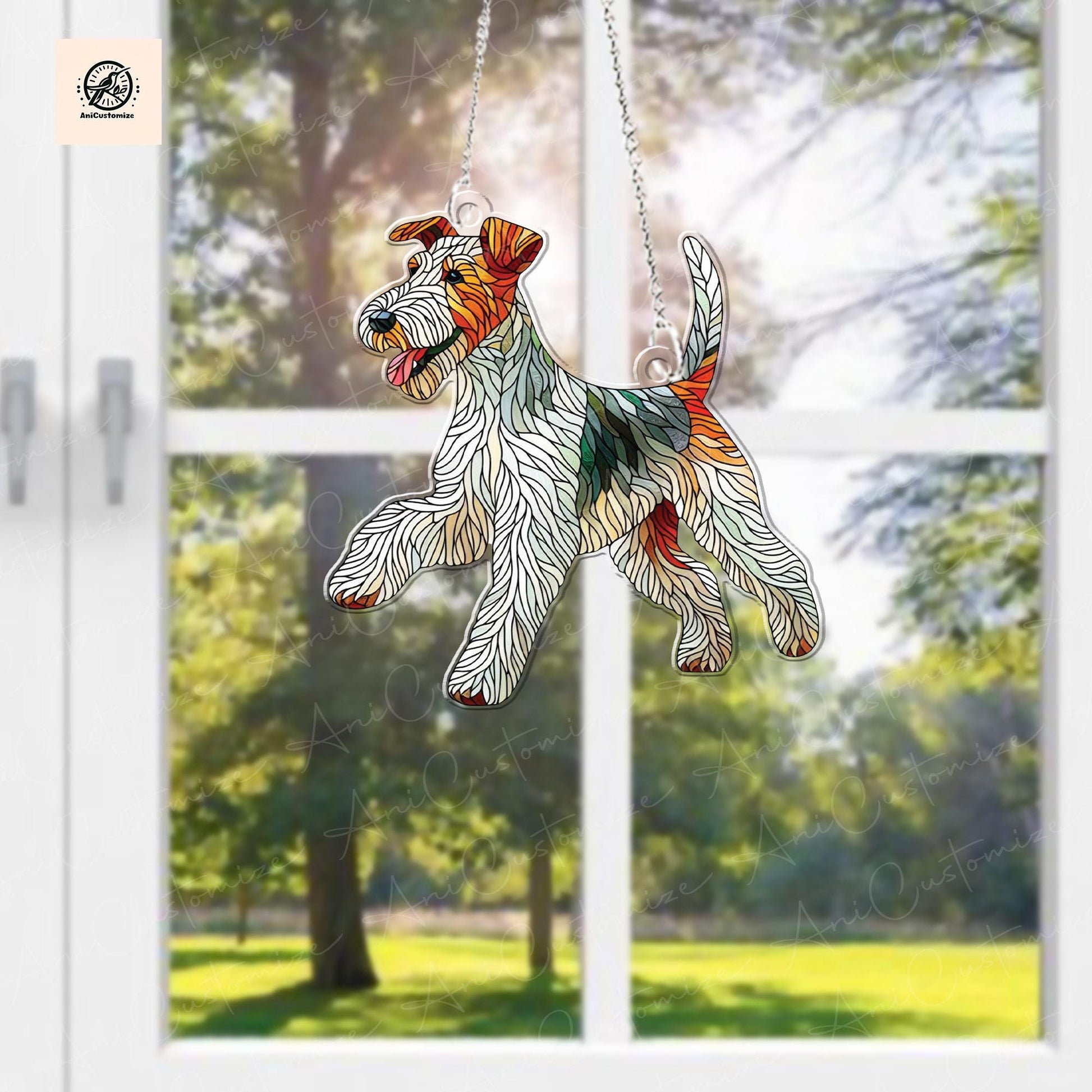 Wire Fox Terrier ACRYLIC Window Hanging, Wire Fox Terrier Lover Decor, Dog Mom Decor, Dog Mom Gift, Dog Window Hanging, Dog Suncatcher Gift