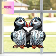 Puffin couple Acrylic Window Hanging, Bird lovers gift, Bird watching gift, Not Suncatcher, puffin animal decor, anniversary gift Valentine