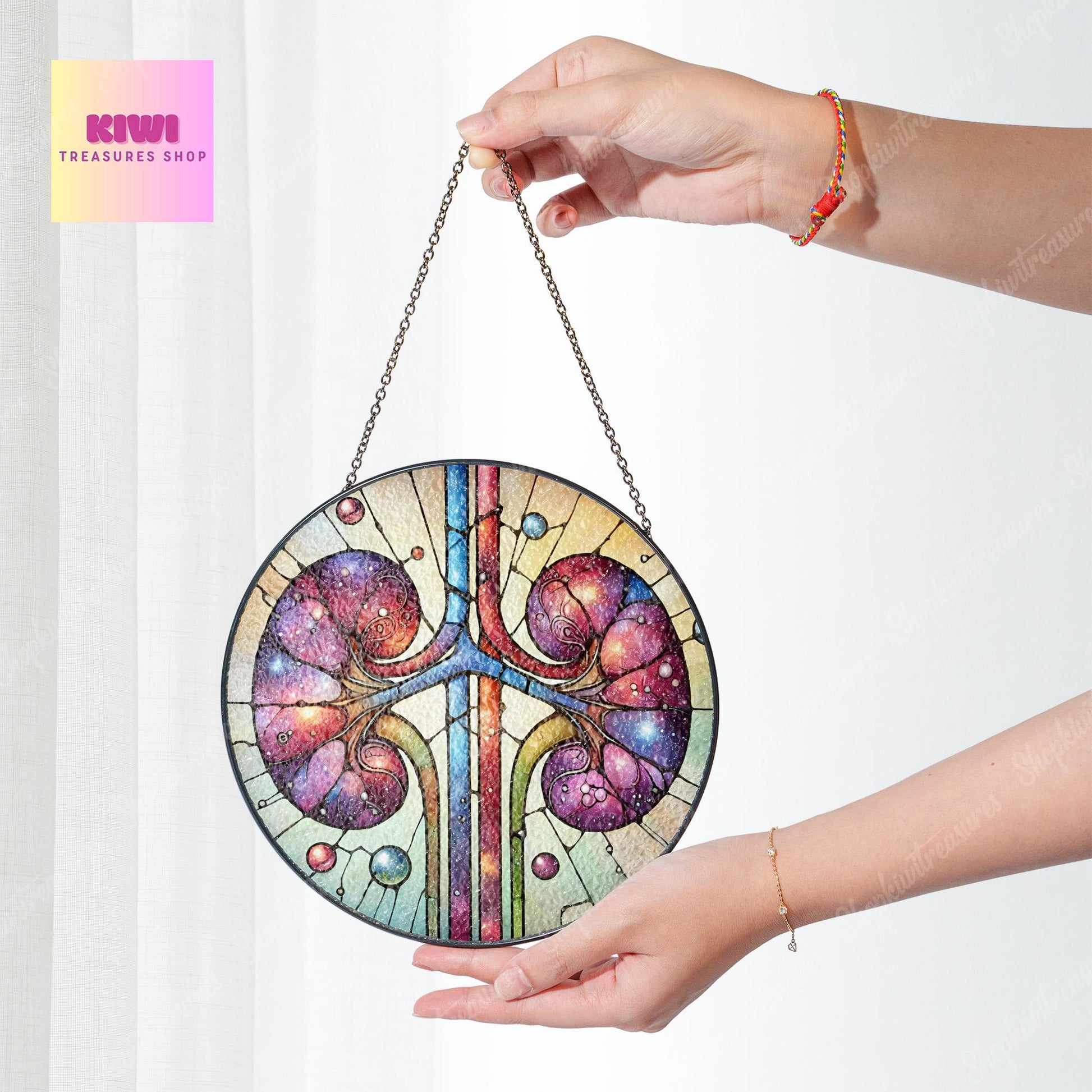 Anatomical kidneys Glass Suncatcher, perfect gift for Dialysis Nurse, Double Kidney ornament, Kidney Nurse, nurse crew gift