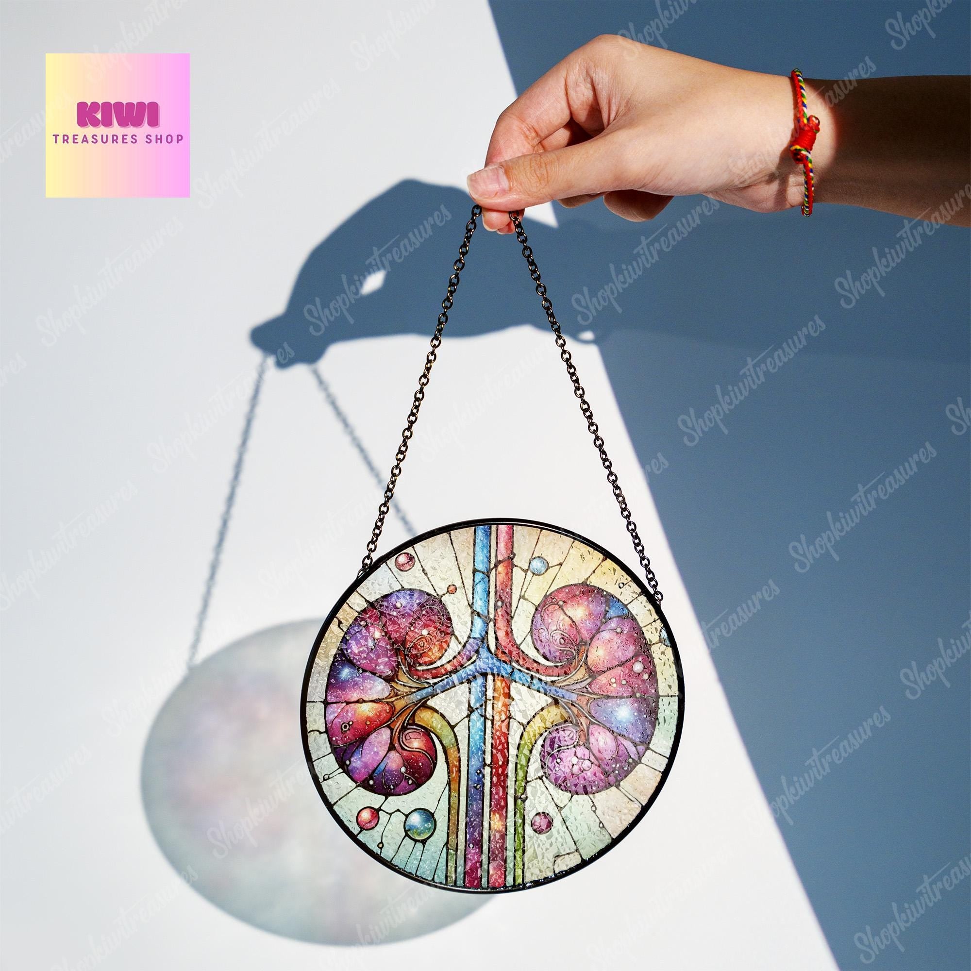 Anatomical kidneys Glass Suncatcher, perfect gift for Dialysis Nurse, Double Kidney ornament, Kidney Nurse, nurse crew gift