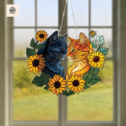 Black Cat and Orange Cat Couple ACRYLIC Window Hanging, Cat Couple Decor, Cat Lover, Cat Window Hanging, Cat Decor Gift, Gift For Cat Mom
