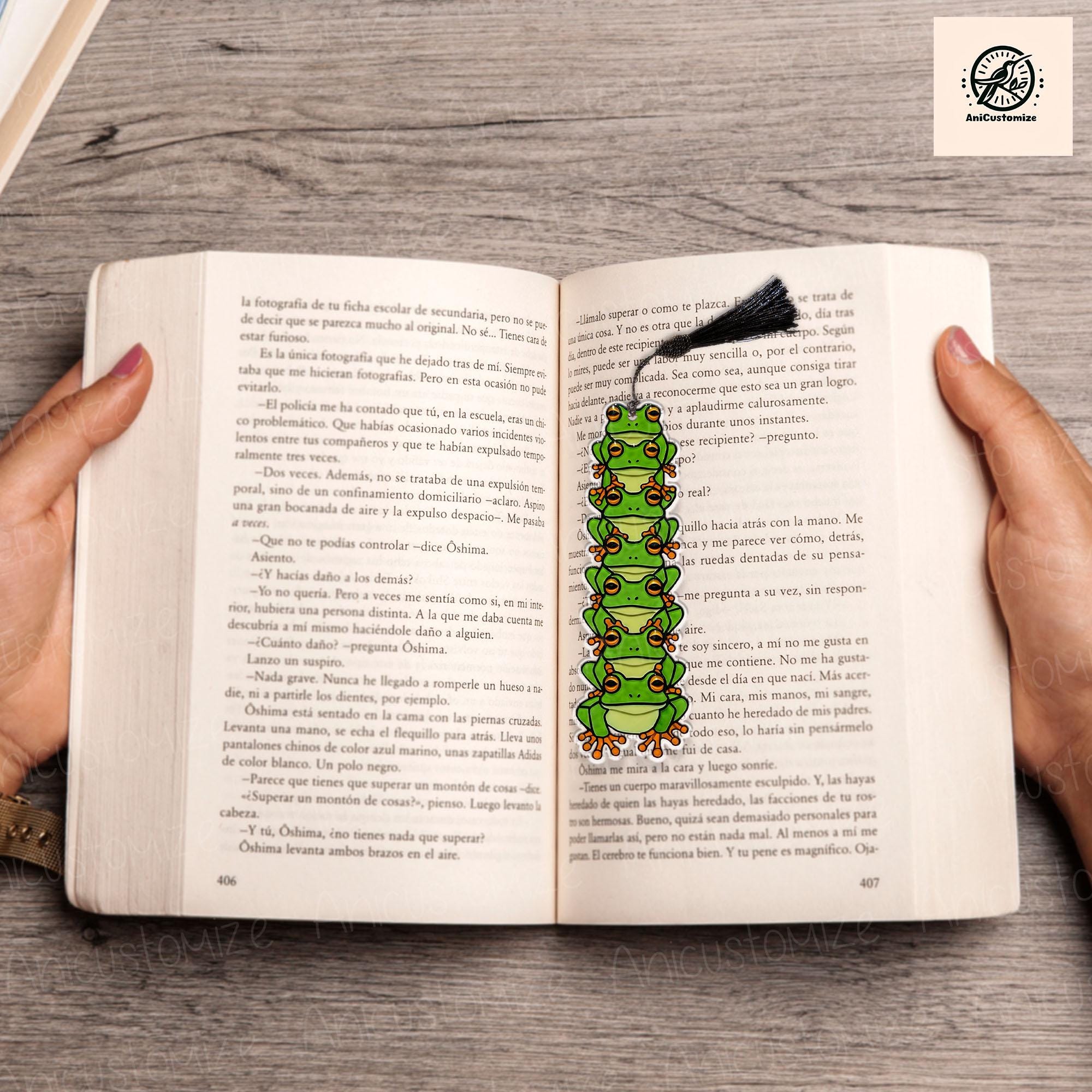 Frog Stack Bookmark, Frog Lover Book Merch, Gift For Book Lover, Bookish Gift, Animal Bookstack, Cottagecore Book, Reading Book Gift
