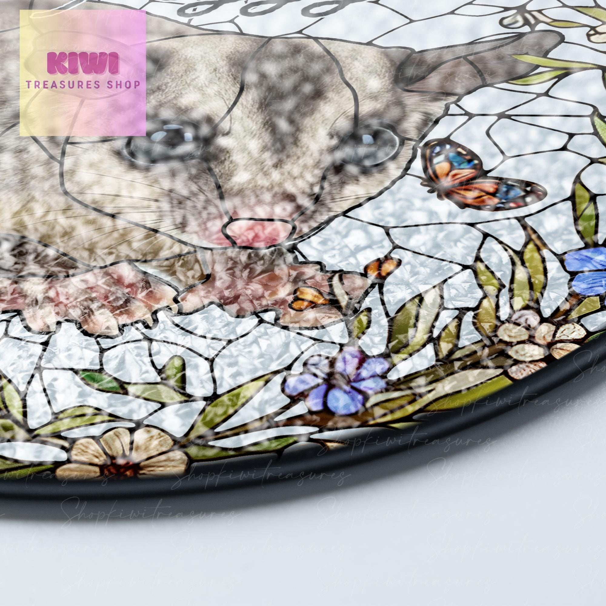 Custom Sugar glider Photo Glass Suncatcher, Glass Sugar glider Possum Memorial, Custom Pet Sugar glider Suncatcher, Sugar glider Lovers