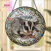 Custom Sugar glider Photo Glass Suncatcher, Glass Sugar glider Possum Memorial, Custom Pet Sugar glider Suncatcher, Sugar glider Lovers