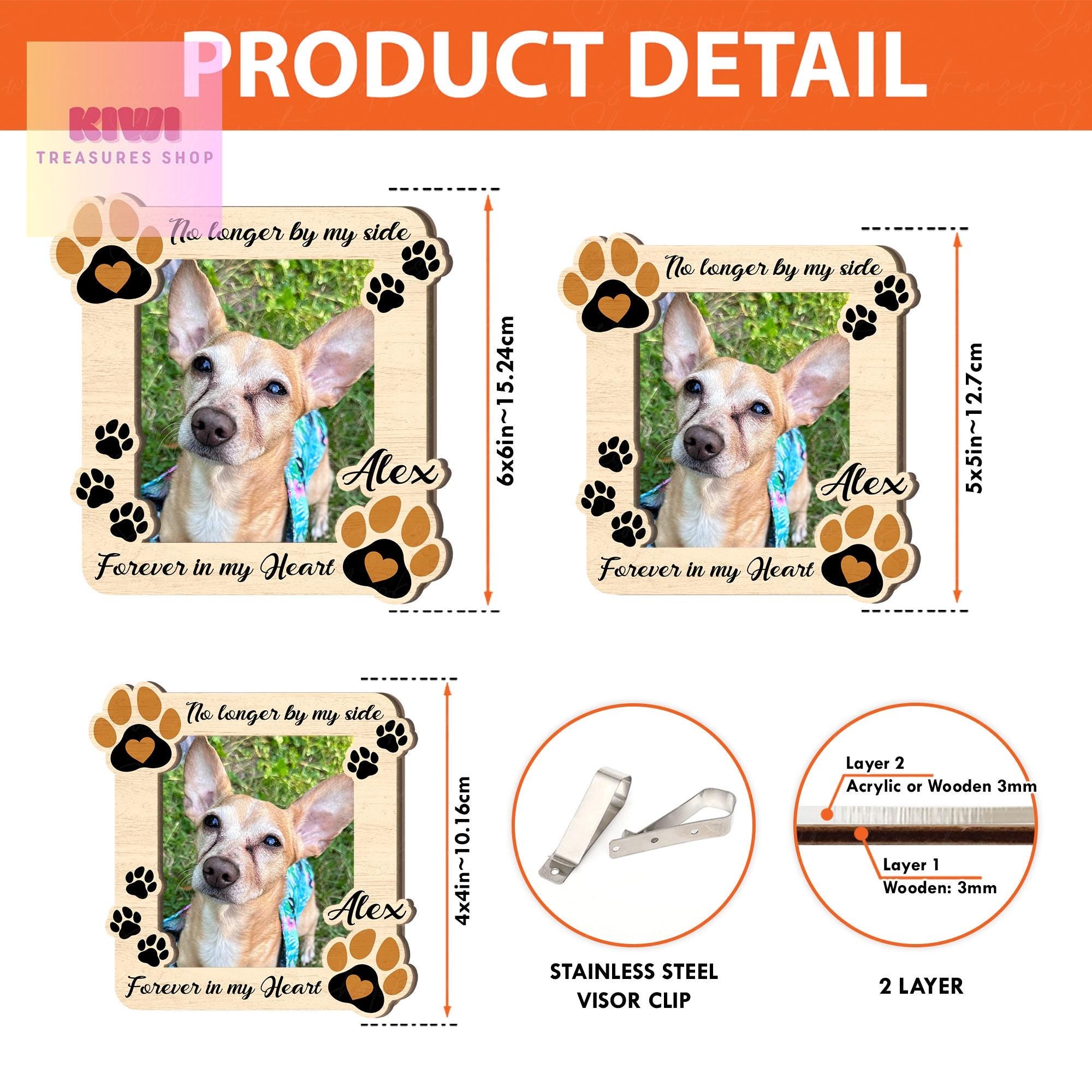 Personalized memorial Photo Dog Car visor clip hanging,forever in my heart visor clip, remembrance gift, Memorial pet Keepsake Gift