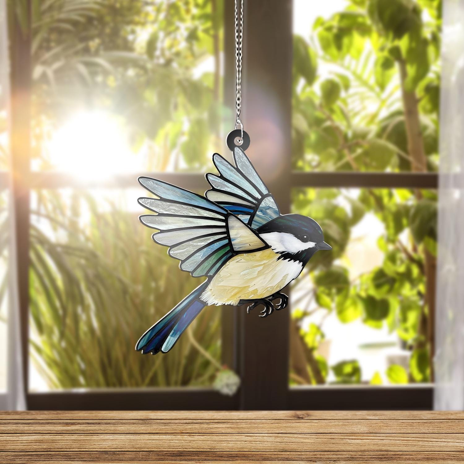 Chickadee Bird ACRYLIC Window Hanging, Chickadee Lover Decor, Bird LOver Gift, Bird Mom Decor, Bird Window Hanging,Bird Gift Idea,Bird Decor