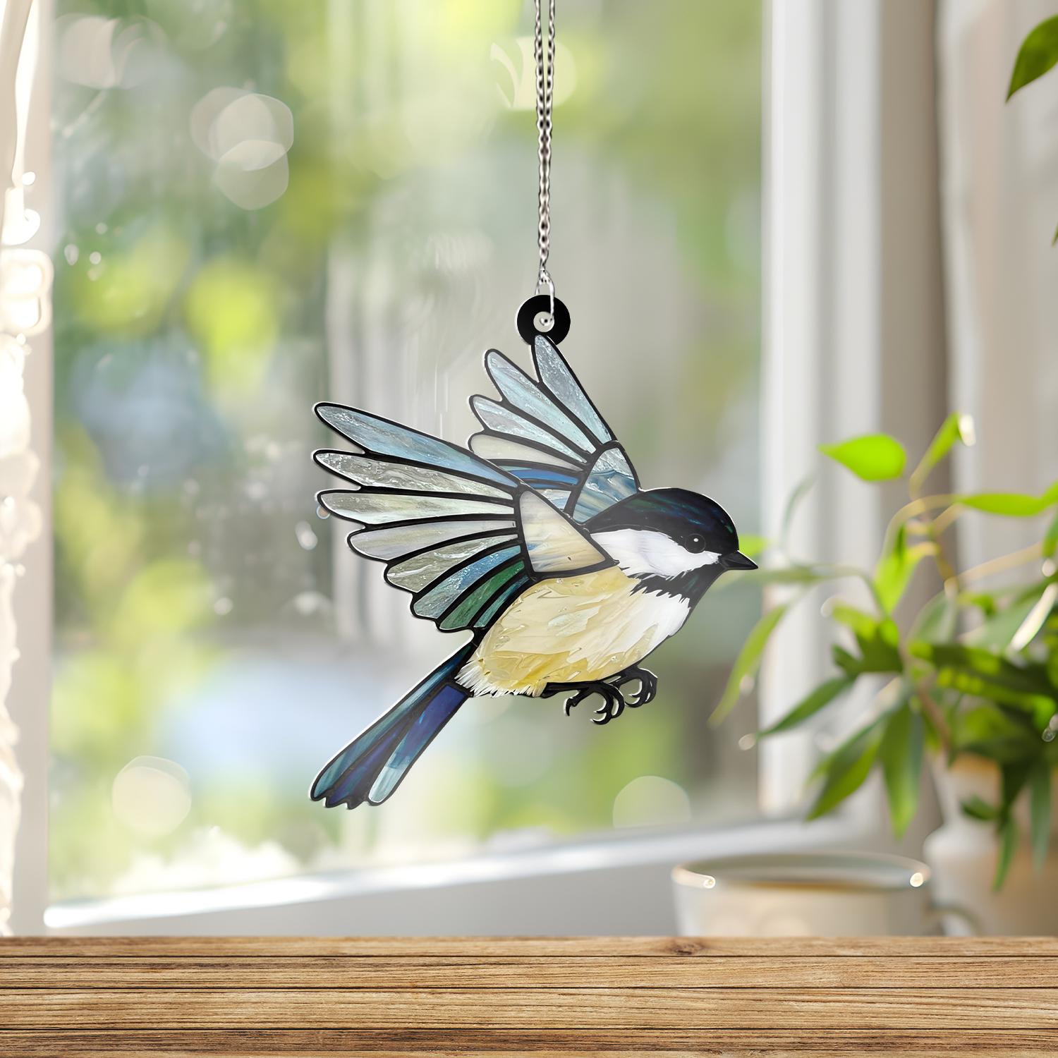 Chickadee Bird ACRYLIC Window Hanging, Chickadee Lover Decor, Bird LOver Gift, Bird Mom Decor, Bird Window Hanging,Bird Gift Idea,Bird Decor