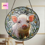 Custom Mini Pig Portrait Glass Suncatcher, Glass  Mini Pig Memorial, Custom Pet Pig Portrait from Photo, Sympathy Gift, Gift For Pig Mom
