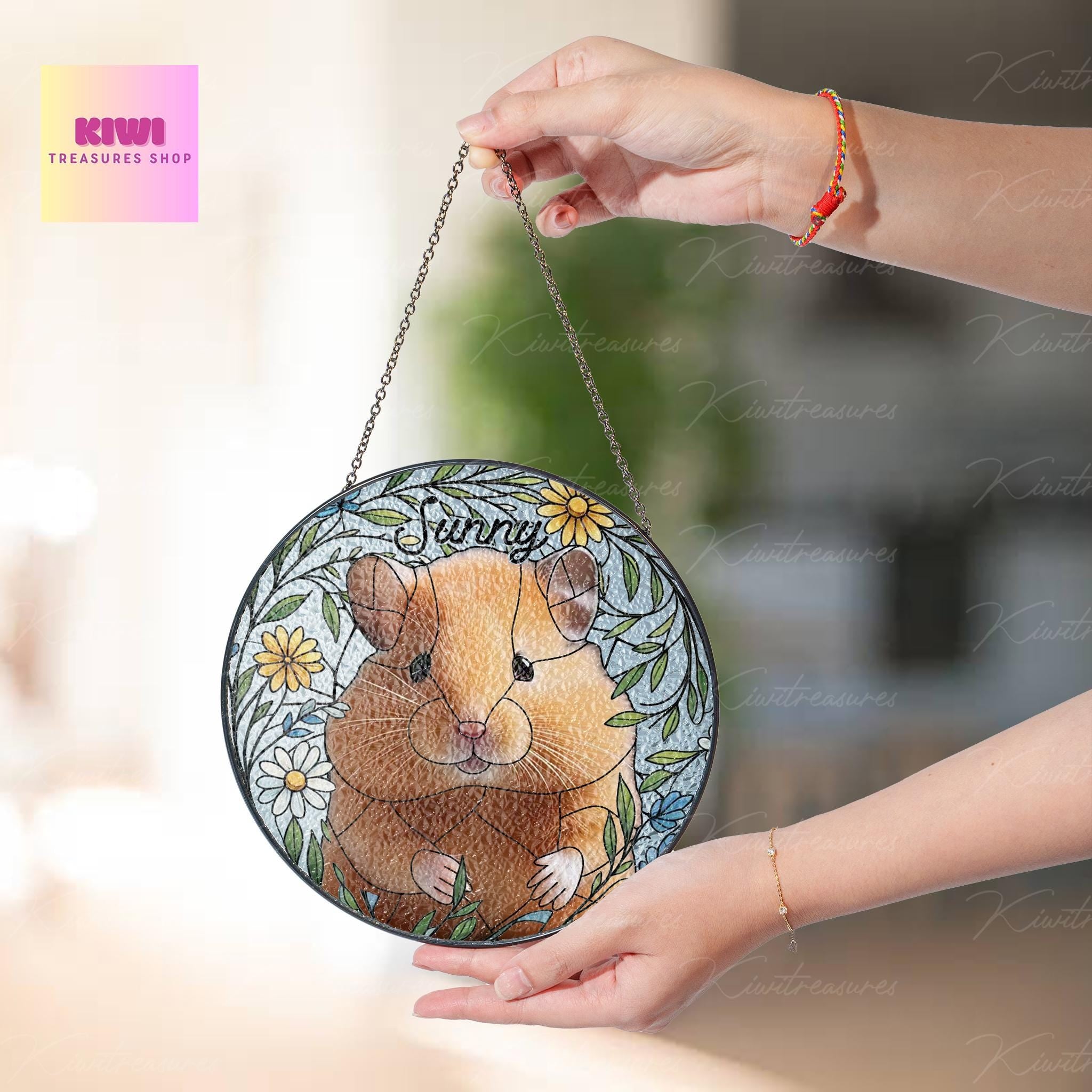 Custom Hamster Portrait Glass Suncatcher, Glass Hamster Memorial, Custom Pet Hamster Portrait from Photo, Sympathy Gift, For Hamster Mom Dad