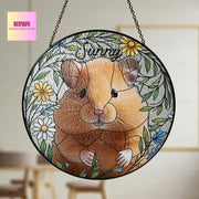 Custom Hamster Portrait Glass Suncatcher, Glass Hamster Memorial, Custom Pet Hamster Portrait from Photo, Sympathy Gift, For Hamster Mom Dad