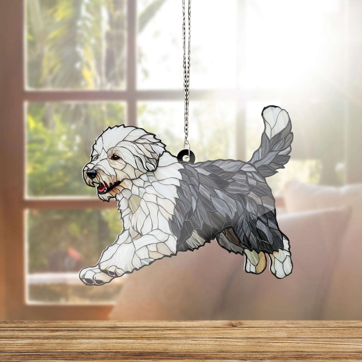 English Sheepdog ACRYLIC Window Hanging, Sheepdog Lover Decor, Dog Mom, Dog Mom Gift, Dog Window Hanging, Dog Suncatcher Gift, Sheepdog Gift