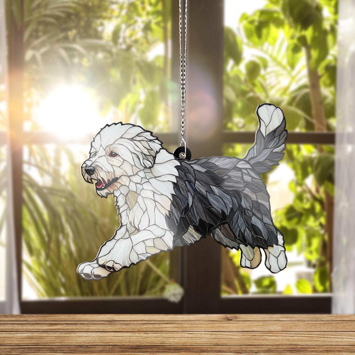 English Sheepdog ACRYLIC Window Hanging, Sheepdog Lover Decor, Dog Mom, Dog Mom Gift, Dog Window Hanging, Dog Suncatcher Gift, Sheepdog Gift