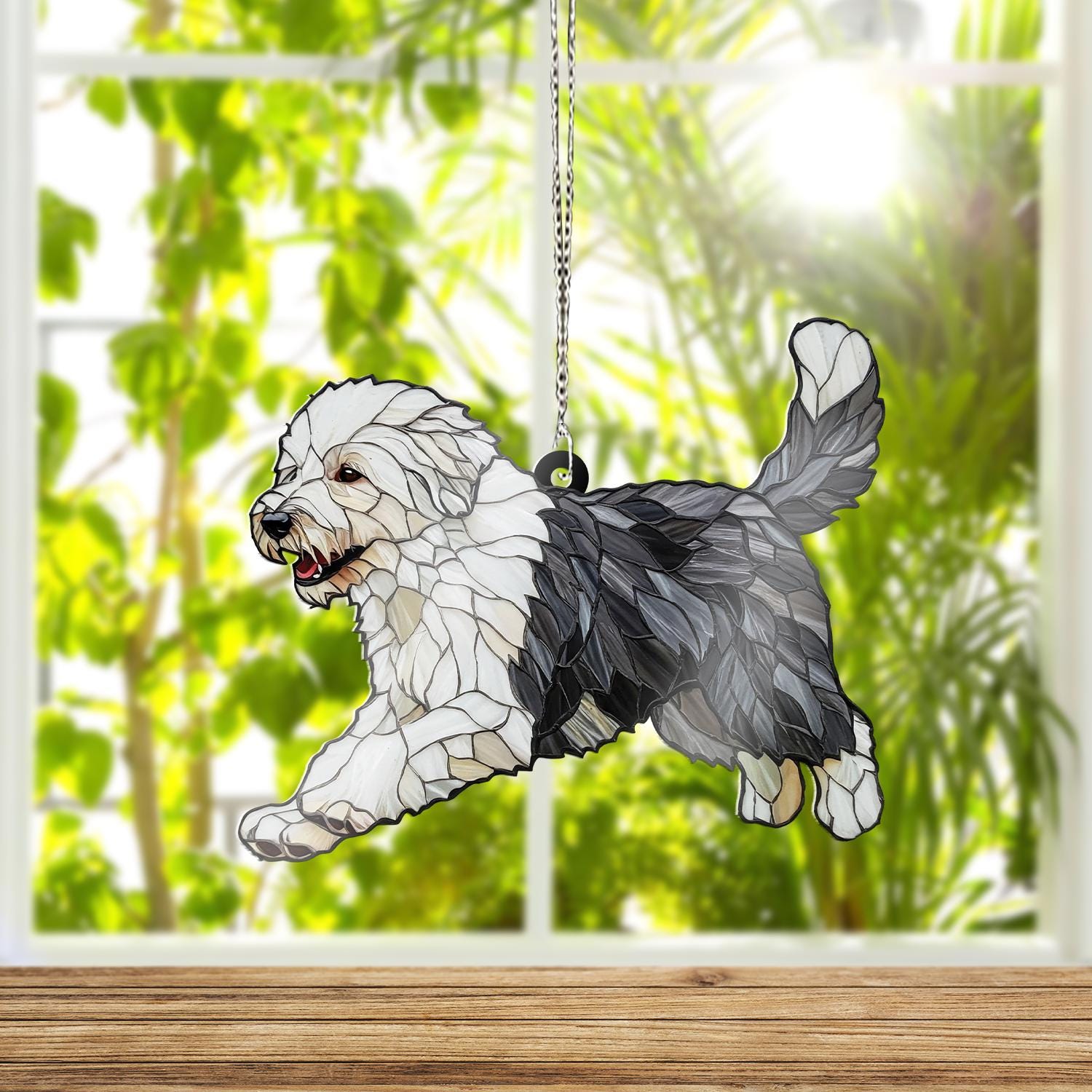 English Sheepdog ACRYLIC Window Hanging, Sheepdog Lover Decor, Dog Mom, Dog Mom Gift, Dog Window Hanging, Dog Suncatcher Gift, Sheepdog Gift