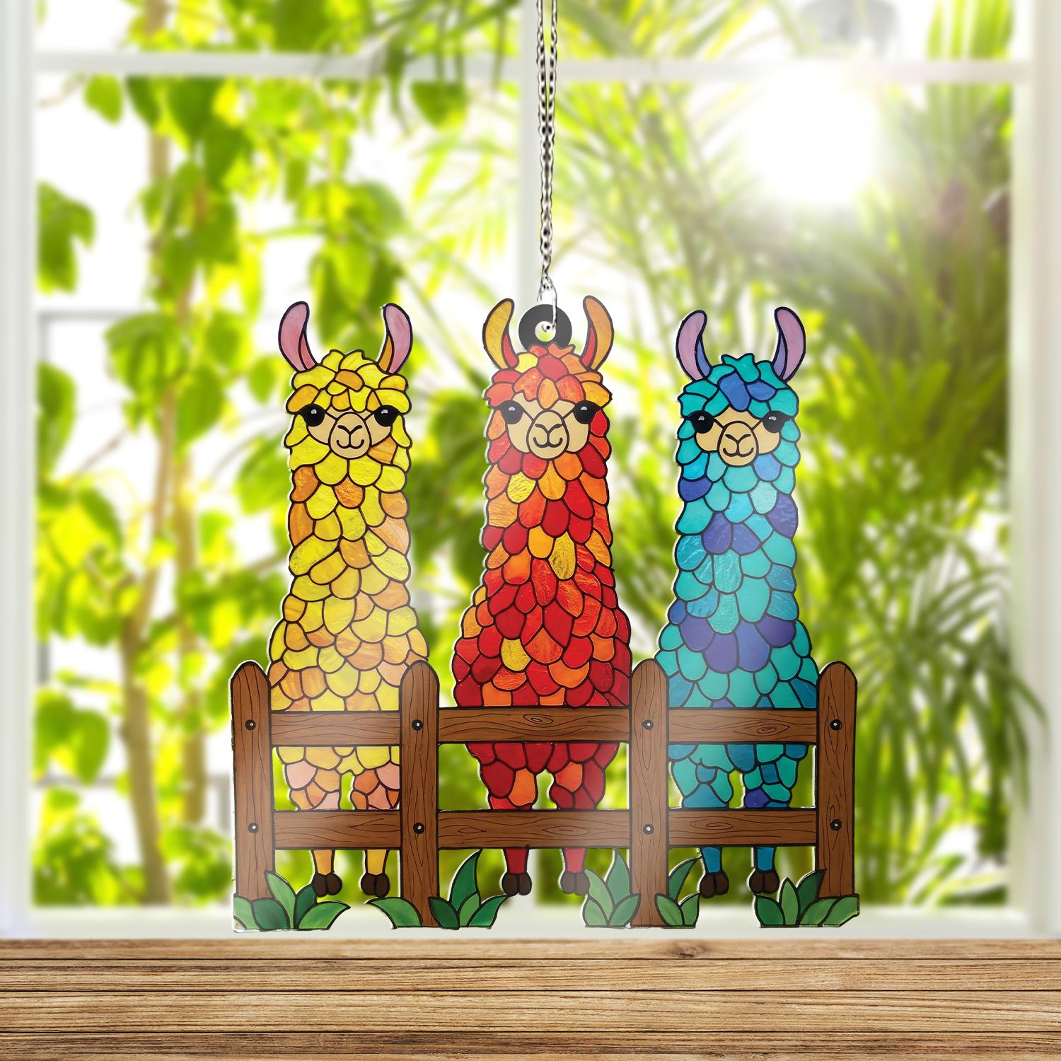 Colorful Llama Trio ACRYLIC Window Hanging, Decor Gift for Animal Lovers, Perfect for Home, Car, Office Decor, Llma Decor, Animal Gift