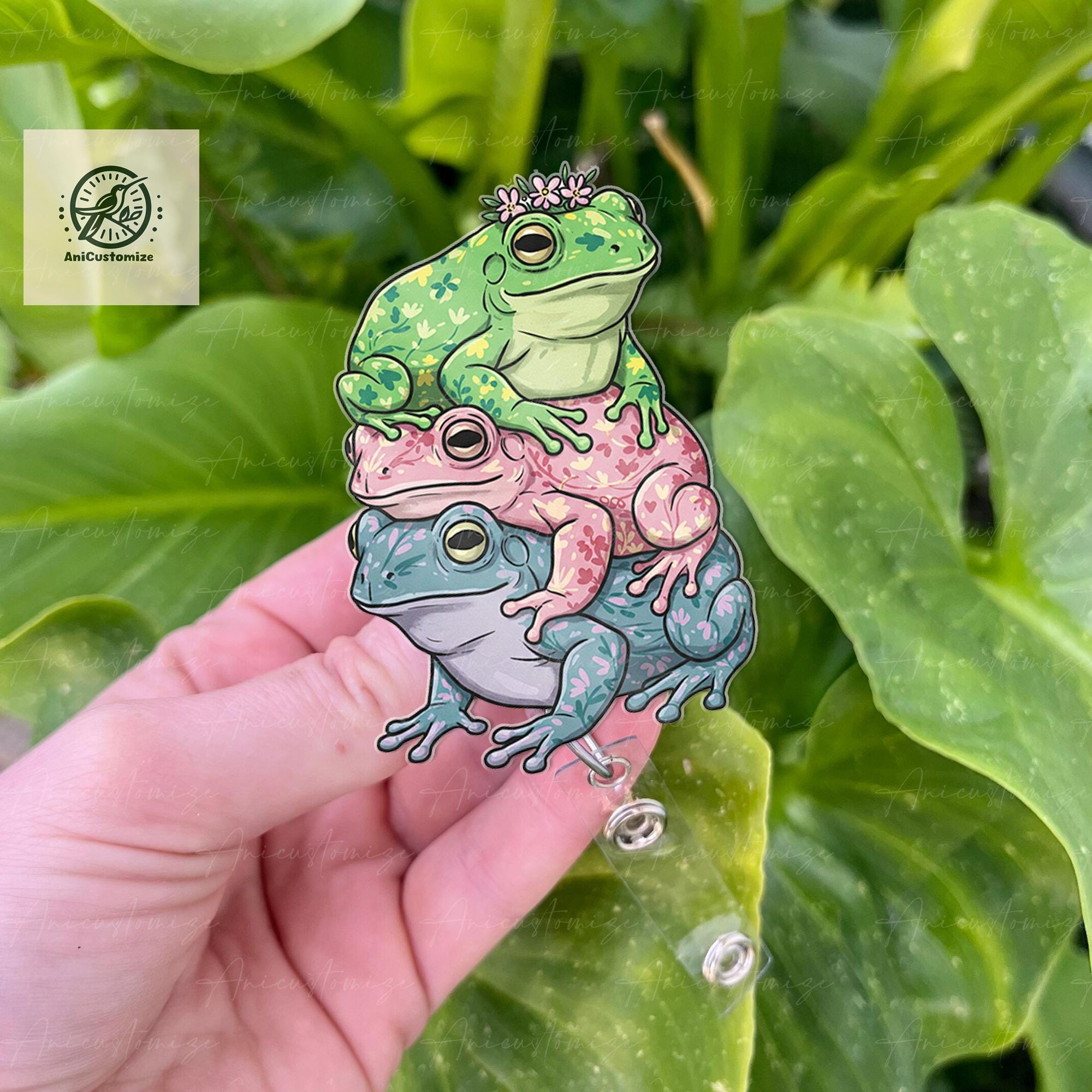 Frog Stack Acrylic Badge Reel, Cottagecore Frog Badge Reel, Frog Lover Gift, Gift For Nurse, Cottagecore Vibe Gift, Nursing Student Gift