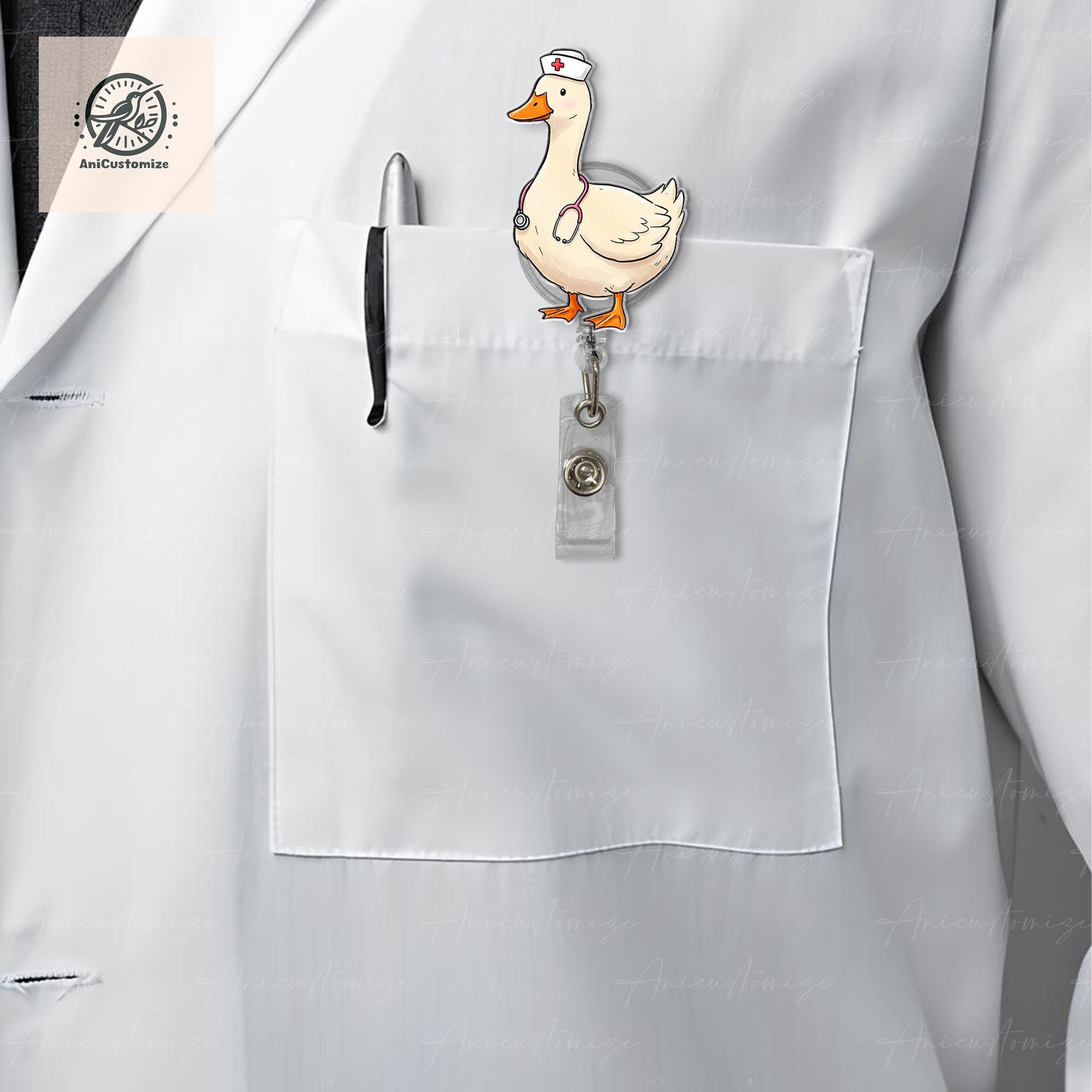 Silly Goose Nurse Acrylic Badge Reel, Funny Nurse Gift, Funny Gift Idea, Nurse Goose Badge Reel, Nurse Badge Clip, School Nurse Gift