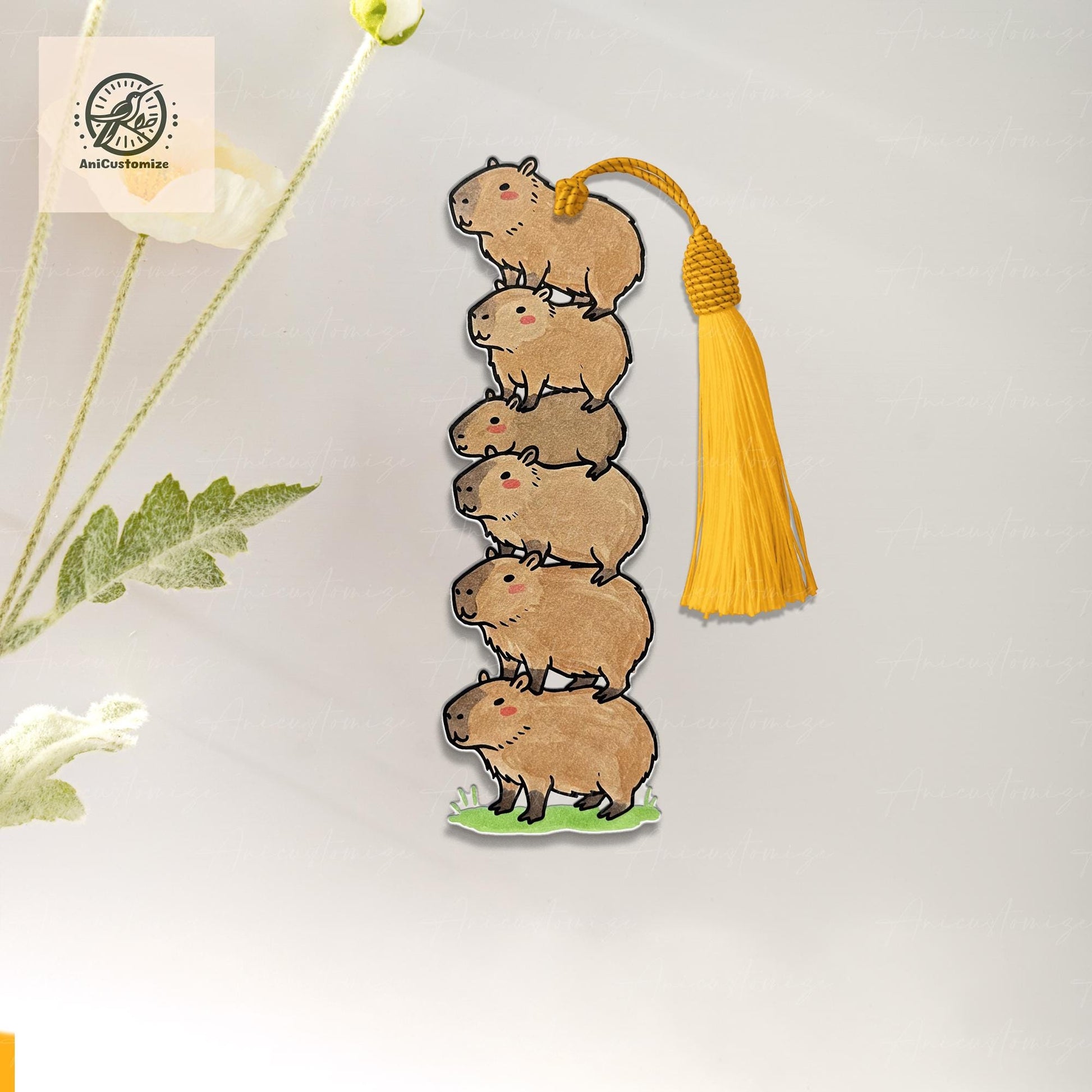 Stack Of Capybara Bookmark, Capybara Lover Book Merch, Gift For Book Lover, Bookish Gift, Animal Bookstack, Capybara  Lover, Funny Bookmark