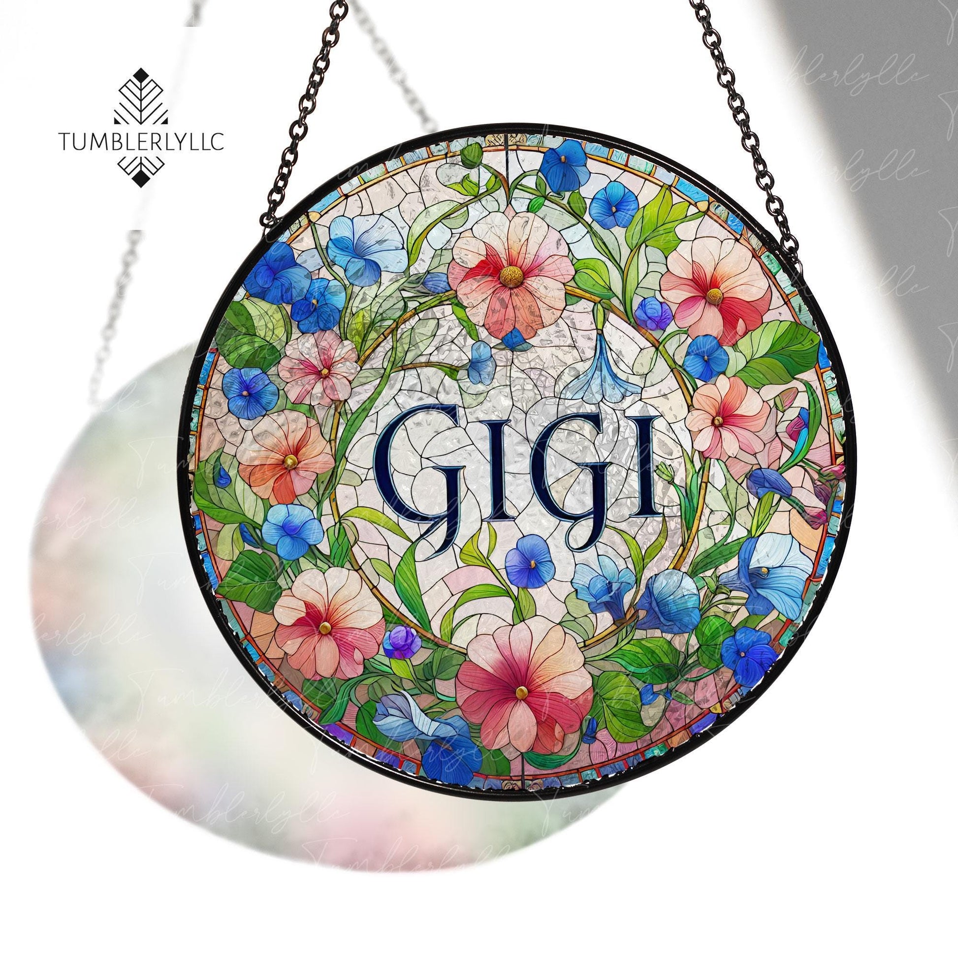 Floral Gigi Glass Suncatcher, Elegant Decor for Home, Perfect Mother's Day Gift for Grandma or Mom, Mother's Day Gift for Gigi or Loved Ones
