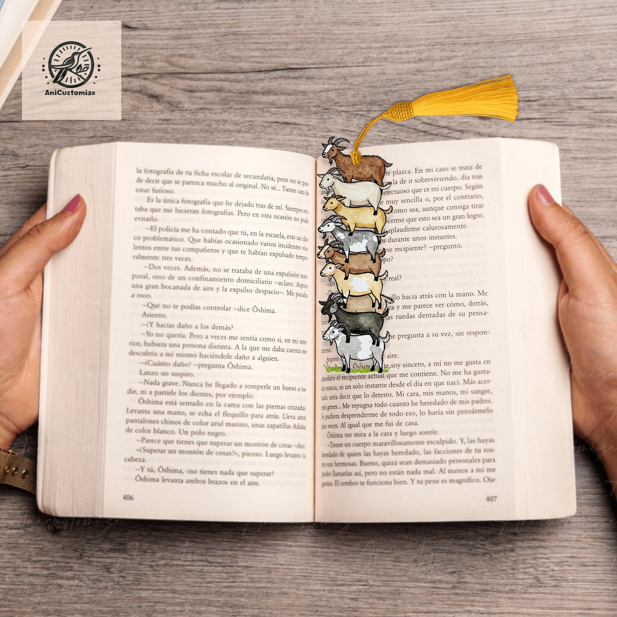 Goats Stack Bookmark, Goats Lover Book Merch, Gift For Book Lover, Bookish Gift, Animal Bookstack, Cottagecore Book, Reading Book Gift